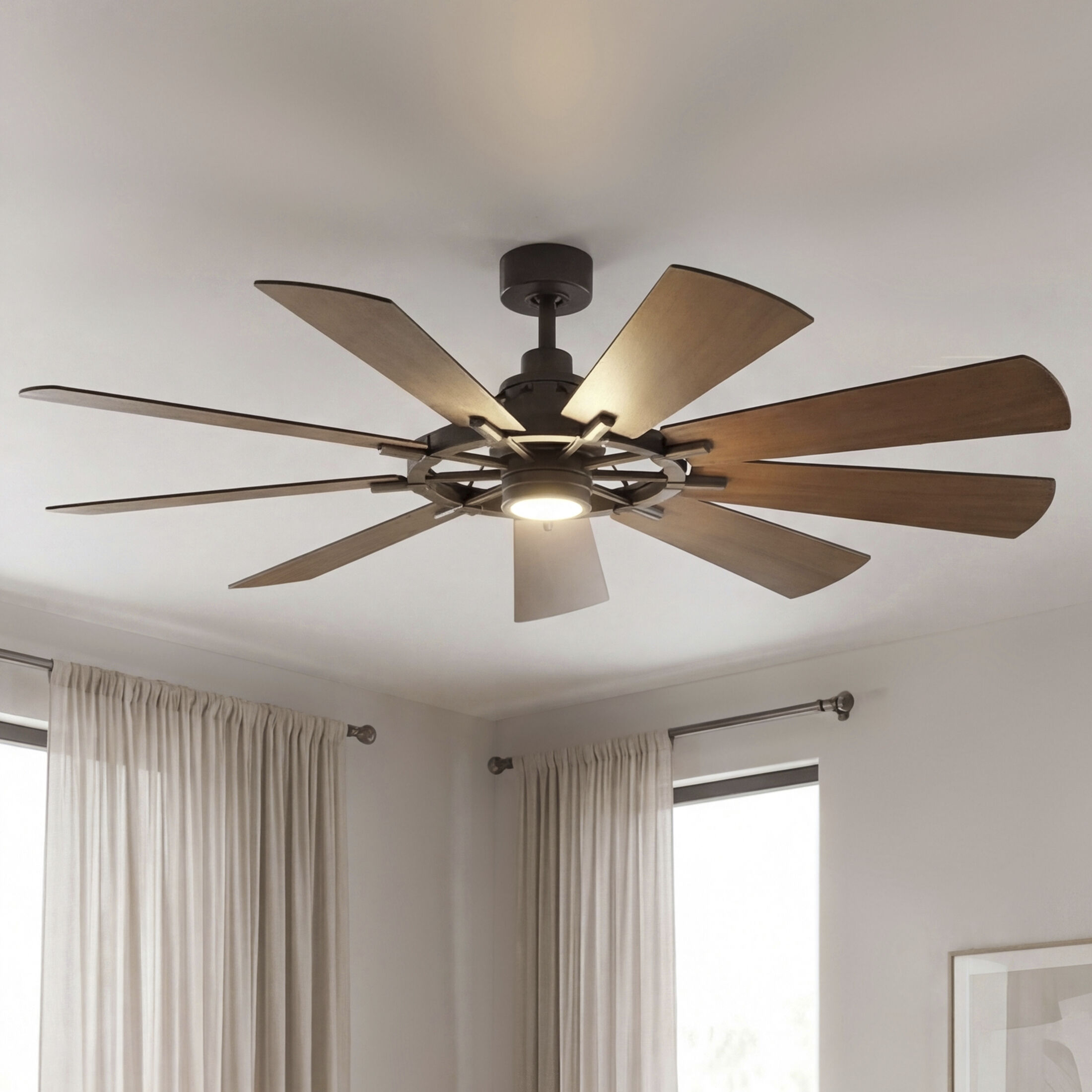 Gentry 65 inch Anvil Iron with Dist Antiq Gray Blades Ceiling Fan in Distressed Antique Gray/Walnut