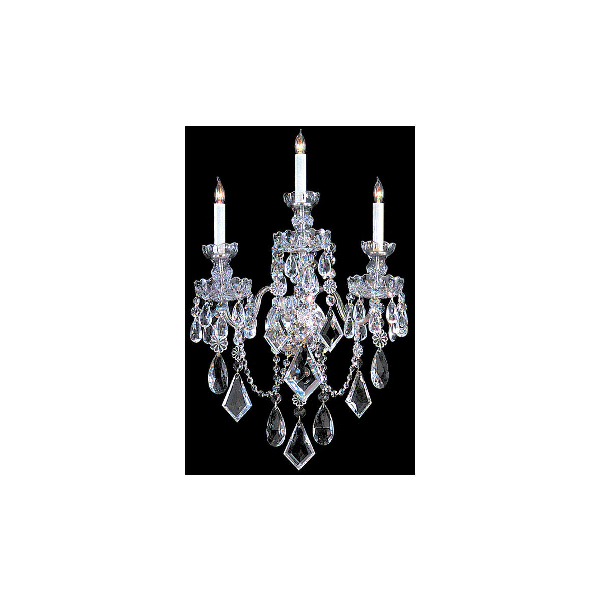 Traditional Crystal 3 Light 17 inch Polished Chrome Wall Sconce Wall Light in Polished Chrome (CH), 17-in Width