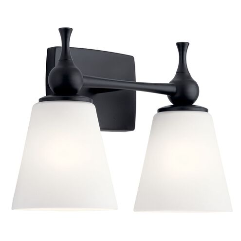 Cosabella 2 Light 15 inch Black Wall Mount Bath Light Wall Light, 2 Arm