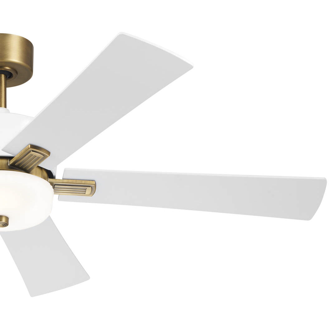 Icon 56 inch Brushed Natural Brass with White Blades Ceiling Fan