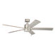 Lucian II 60 inch Brushed Nickel with Walnut Blades Ceiling Fan