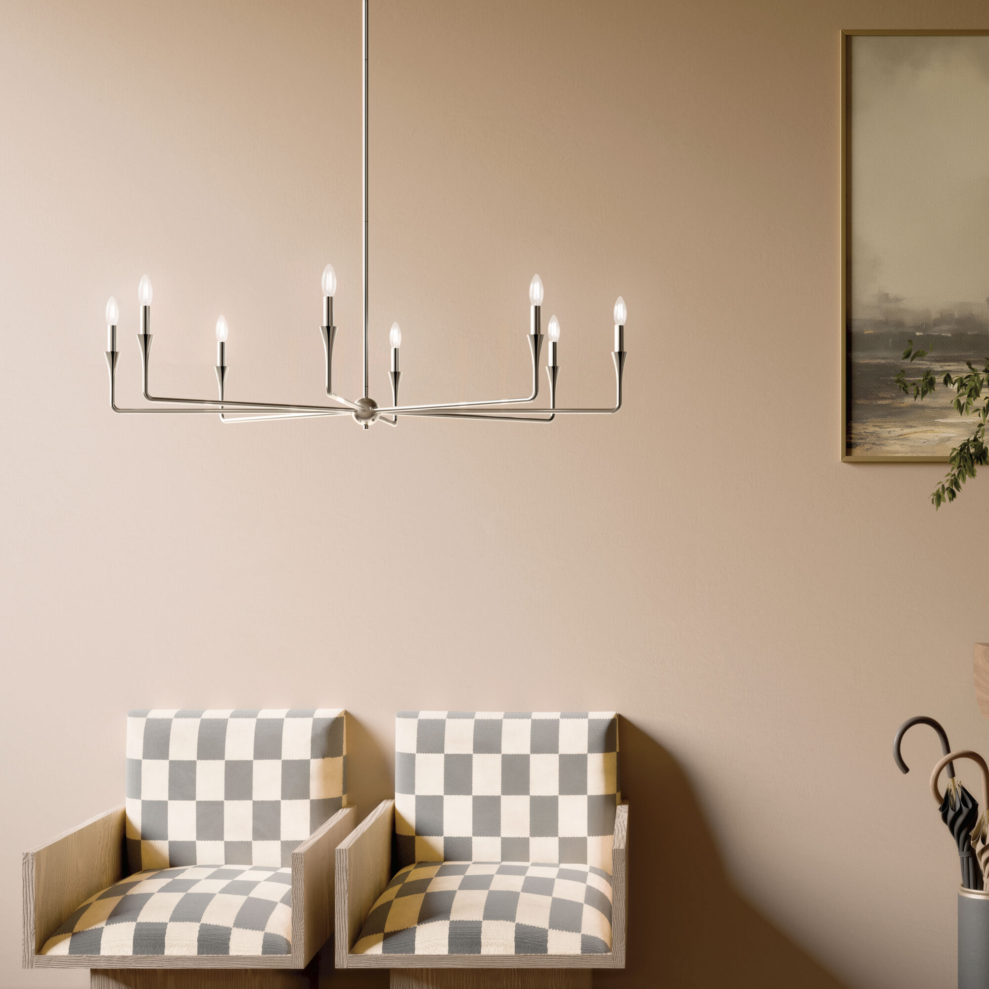 Alvaro 8 Light Polished Nickel Chandelier Ceiling Light, 1 Tier Large