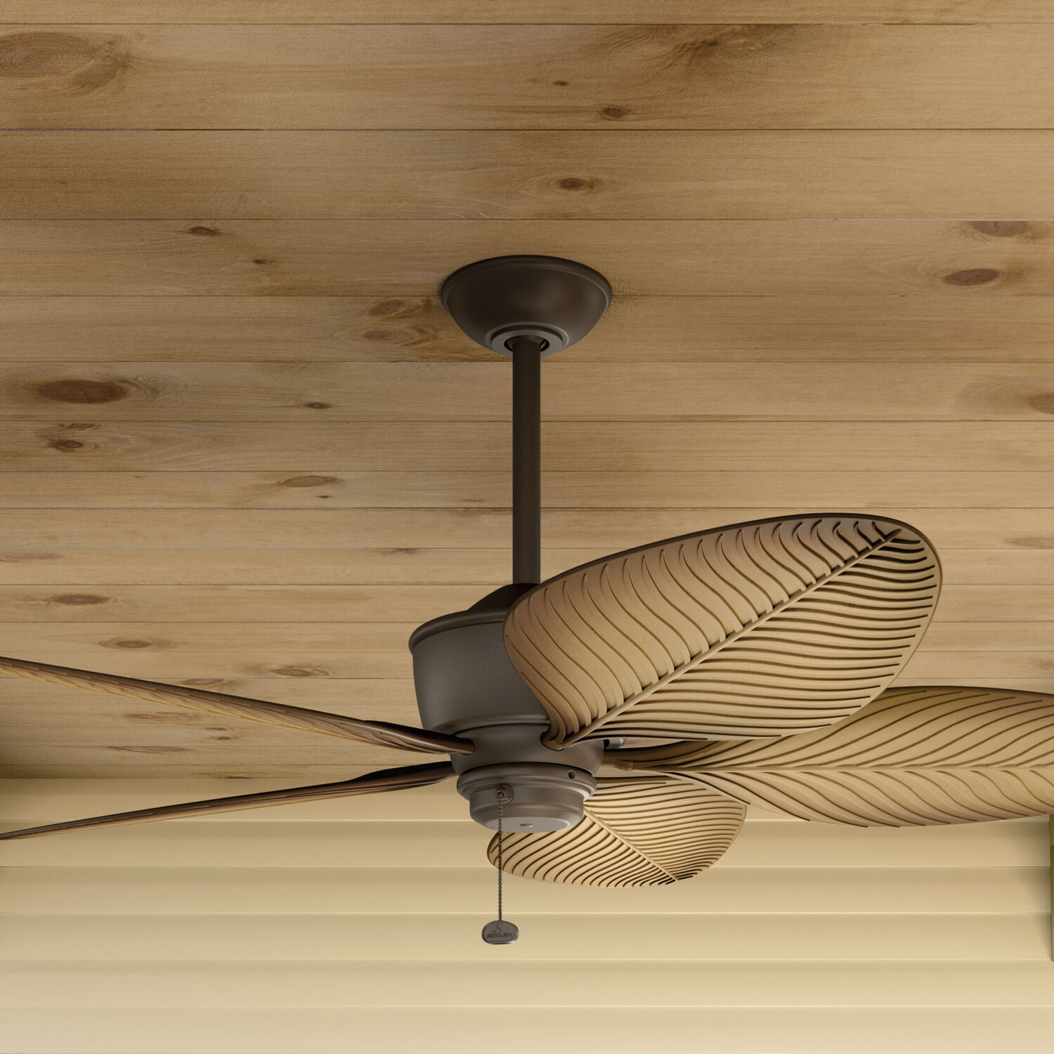 Nani 56 inch Satin Natural Bronze with Ivory with Walnut Blades Ceiling Fan
