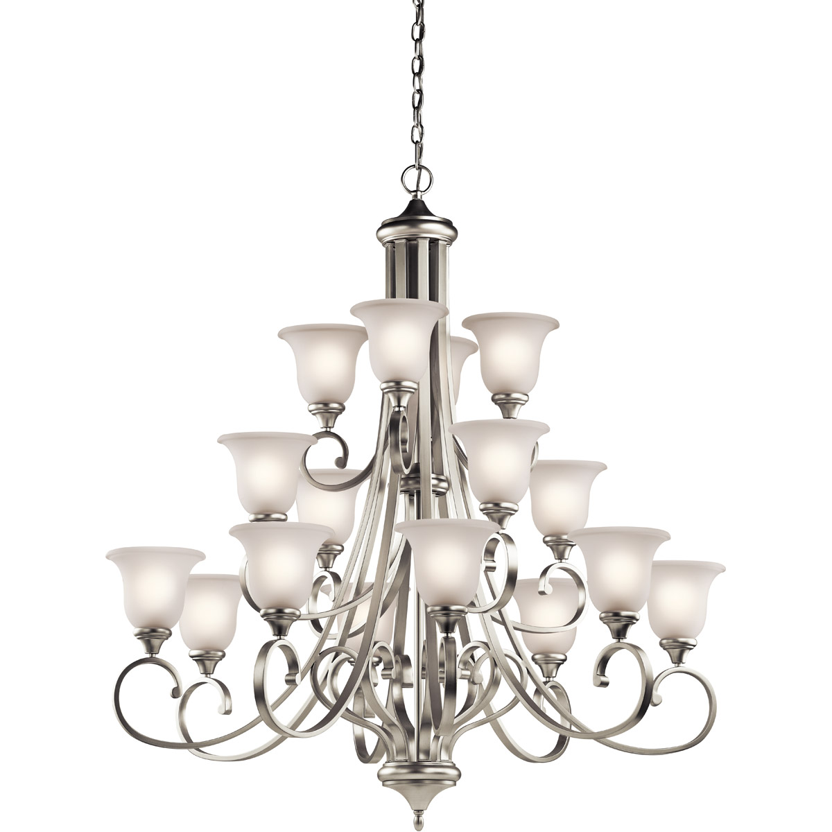 Monroe 16 Light 45 inch Brushed Nickel Chandelier Multi Tier Ceiling Light in Incandescent
