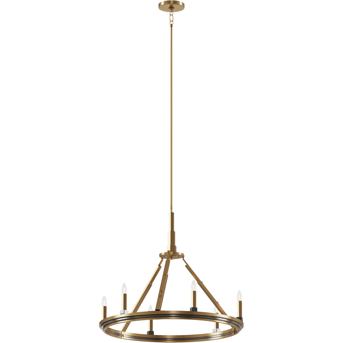 Emmala 6 Light 26.75 inch Brushed Natural Brass Chandelier Ceiling Light in Brushed Brass, 1 Tier Medium