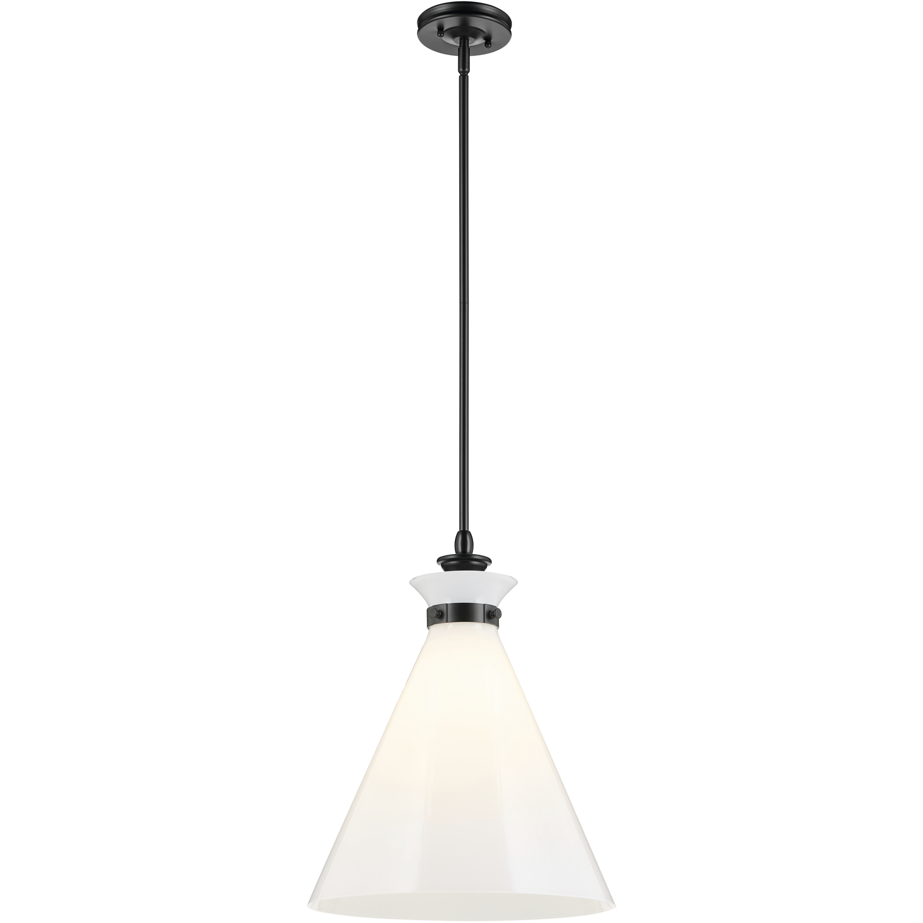 Laria 1 Light Black Pendant Ceiling Light in Opal
