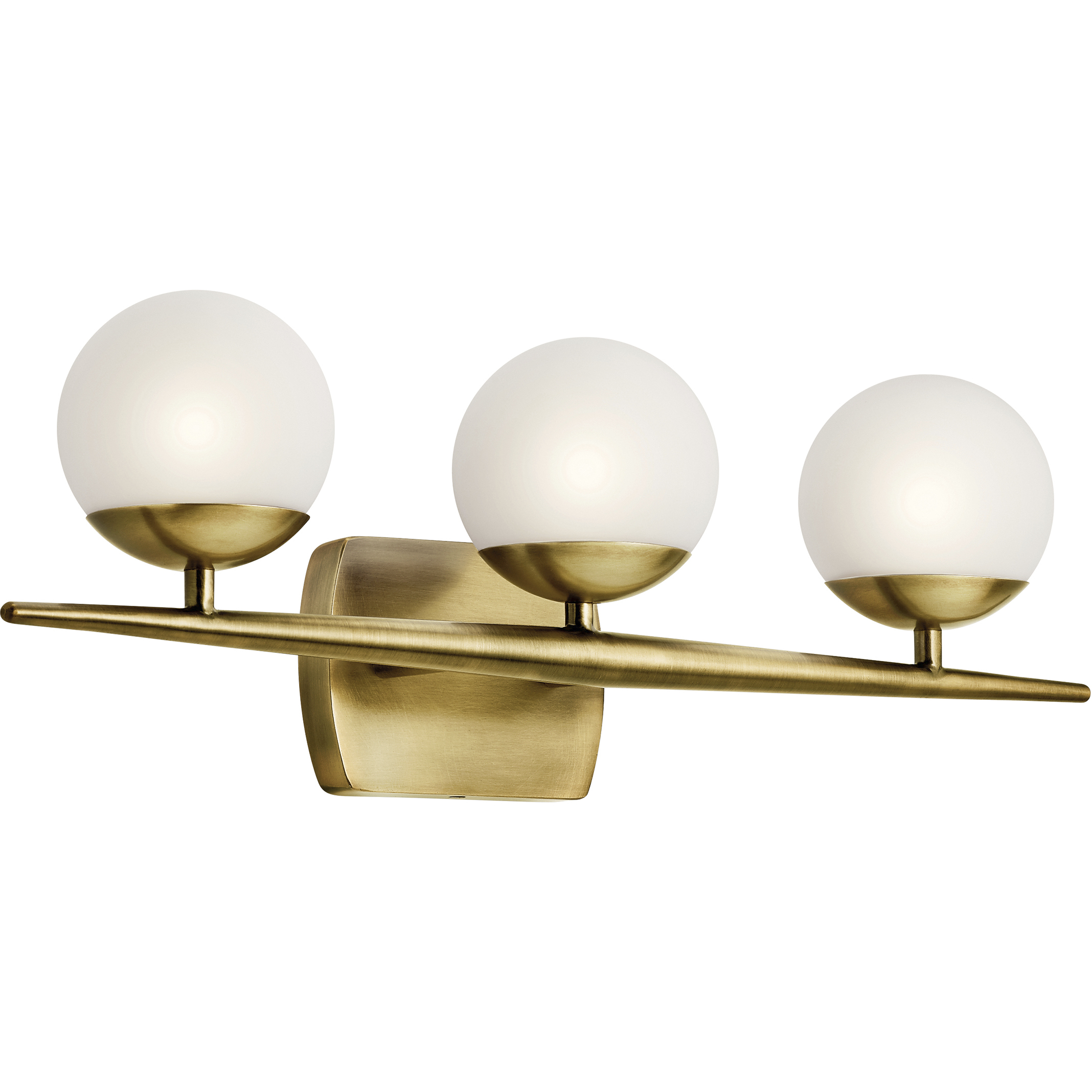 Jasper 3 Light 25 inch Natural Brass Wall Mt Bath 3 Arm Wall Light