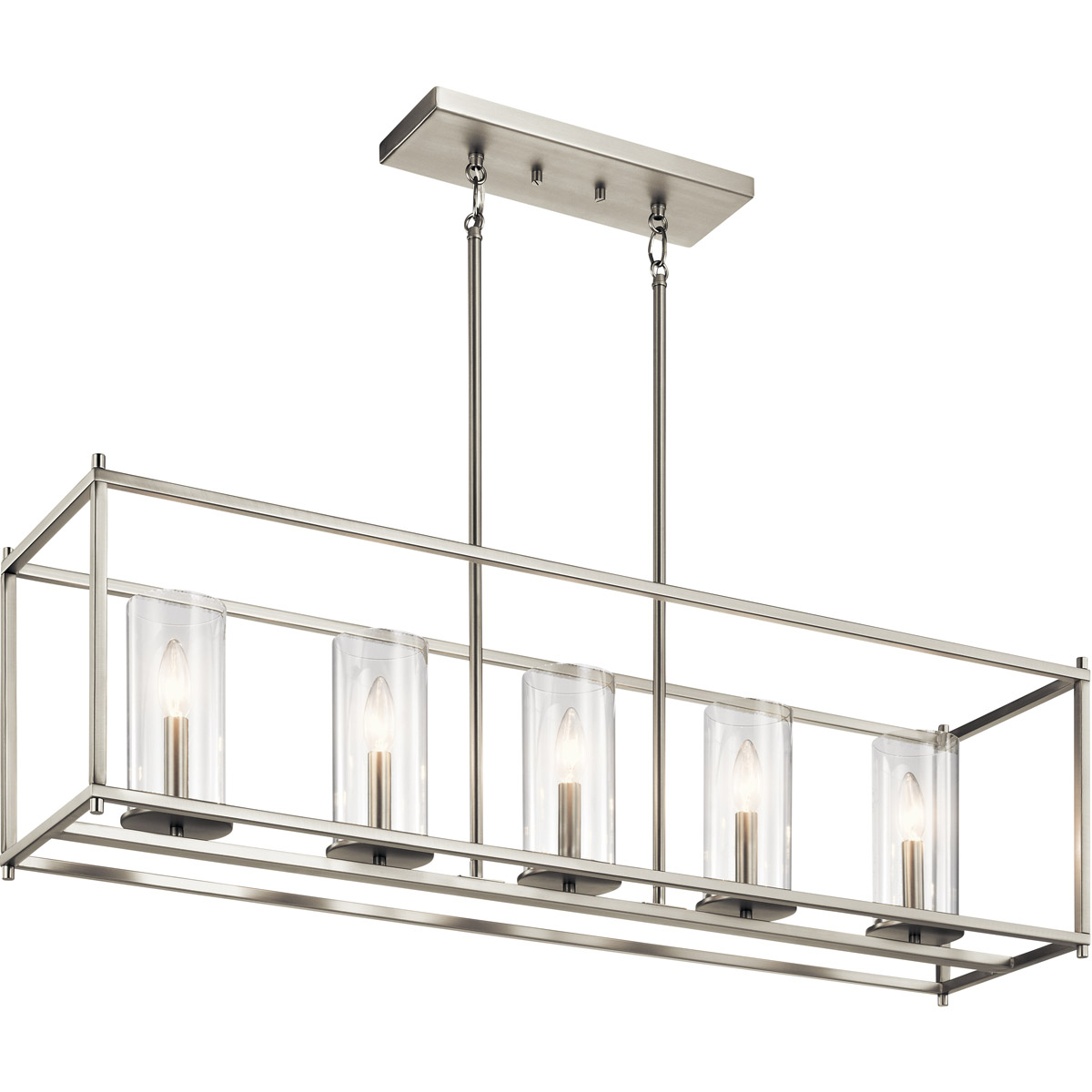 Crosby 5 Light 10 inch Brushed Nickel Chandelier Linear Single Ceiling Light Single