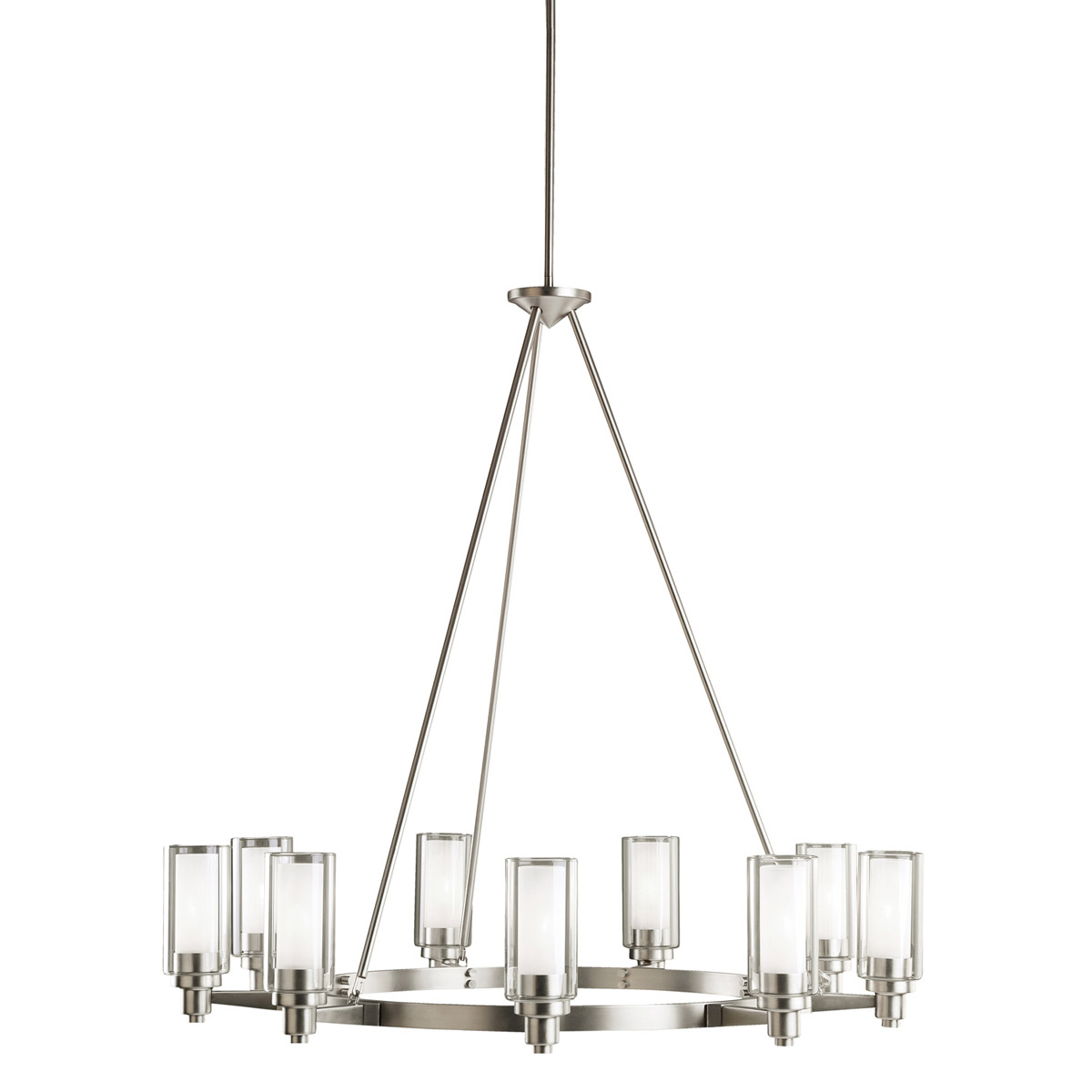 Circolo 9 Light 36 inch Brushed Nickel Chandelier 1 Tier Large Ceiling Light, 1 Tier Large