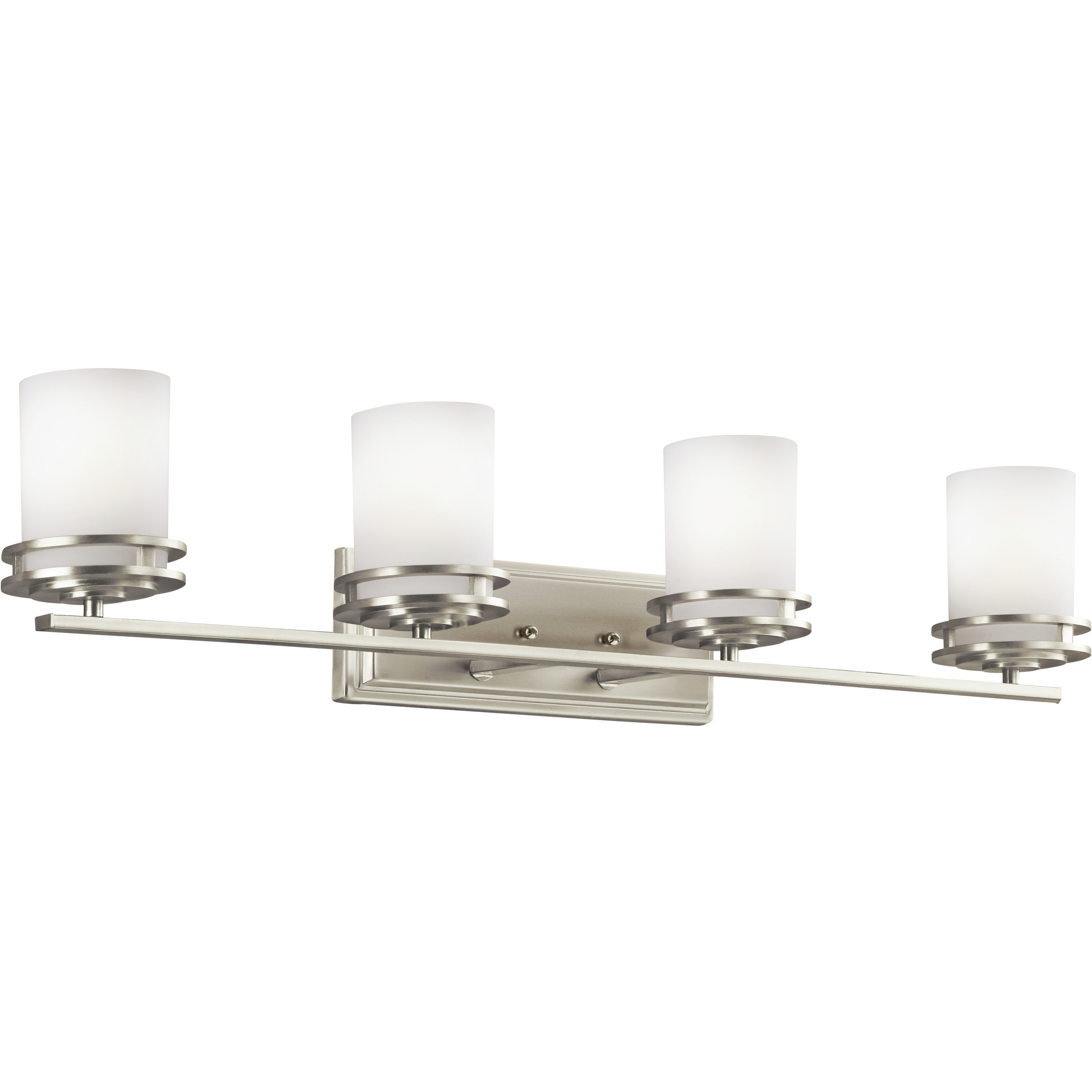 Hendrik 4 Light 34 inch Brushed Nickel Wall Mt Bath 4 Arm Wall Light in Satin Etched Cased Opal