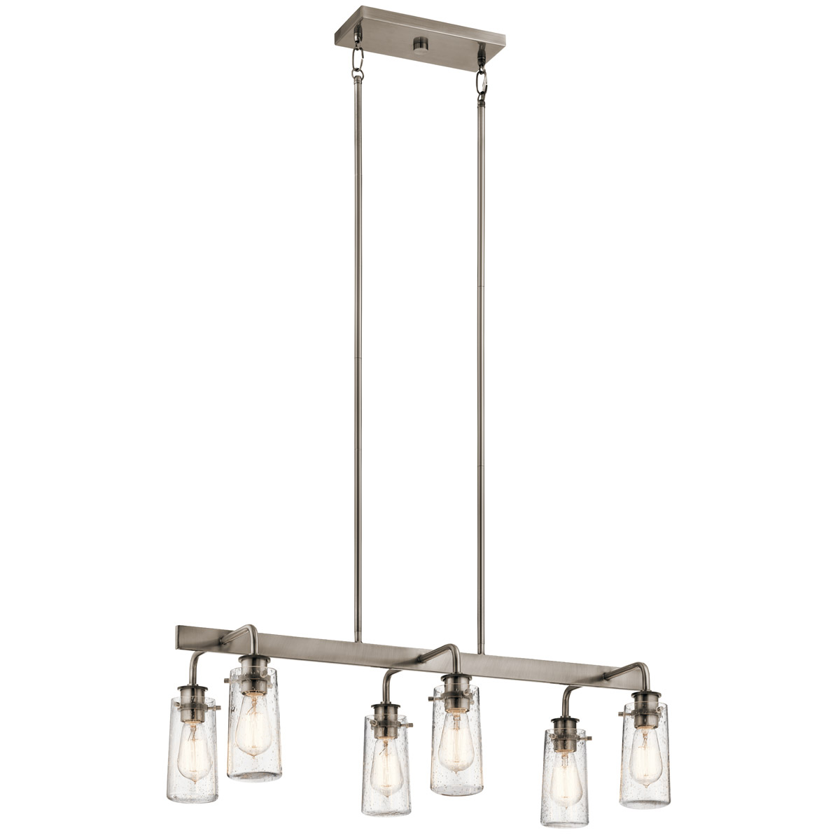 Braelyn 6 Light 15 inch Classic Pewter Chandelier Linear Ceiling Light