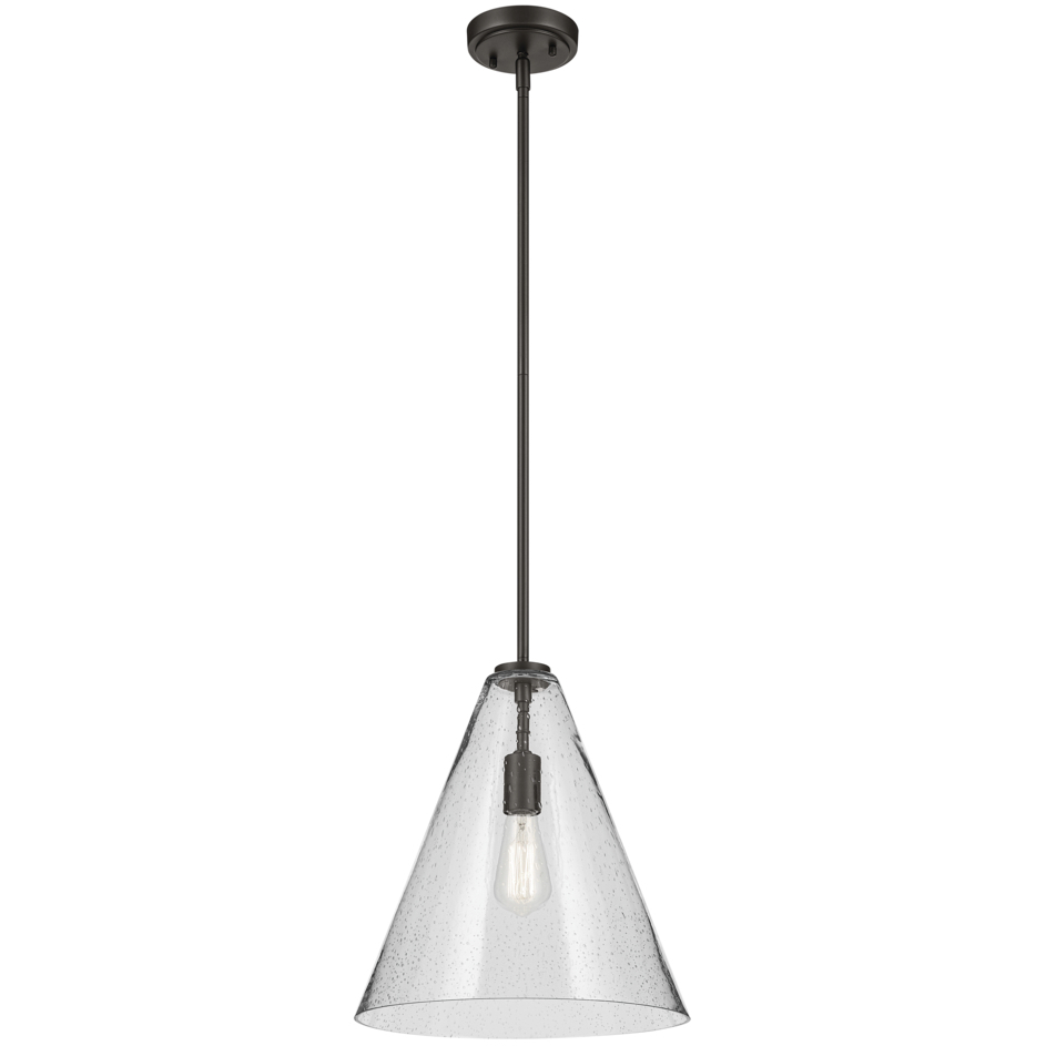 Everly 1 Light Olde Bronze Pendant Ceiling Light in Clear Seeded