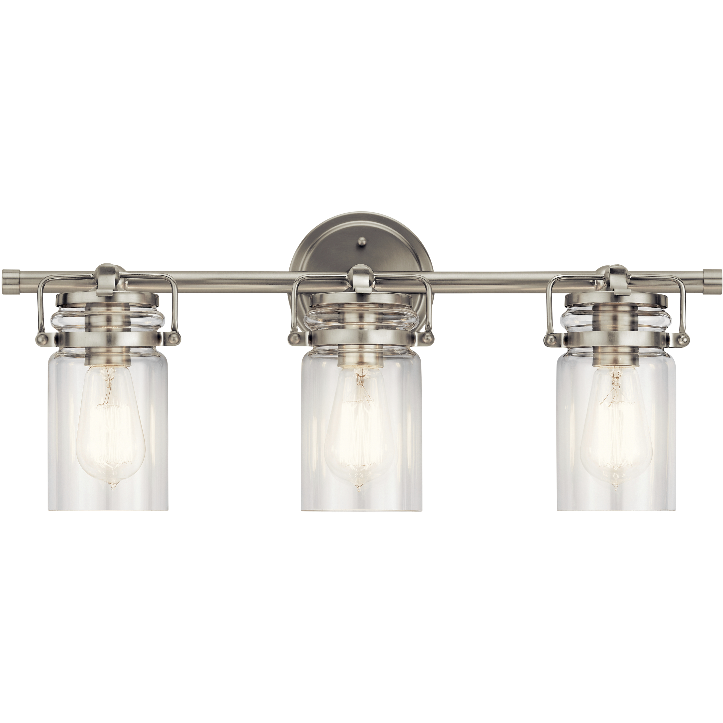 Brinley 3 Light 24 inch Brushed Nickel Wall Mt Bath 3 Arm Wall Light