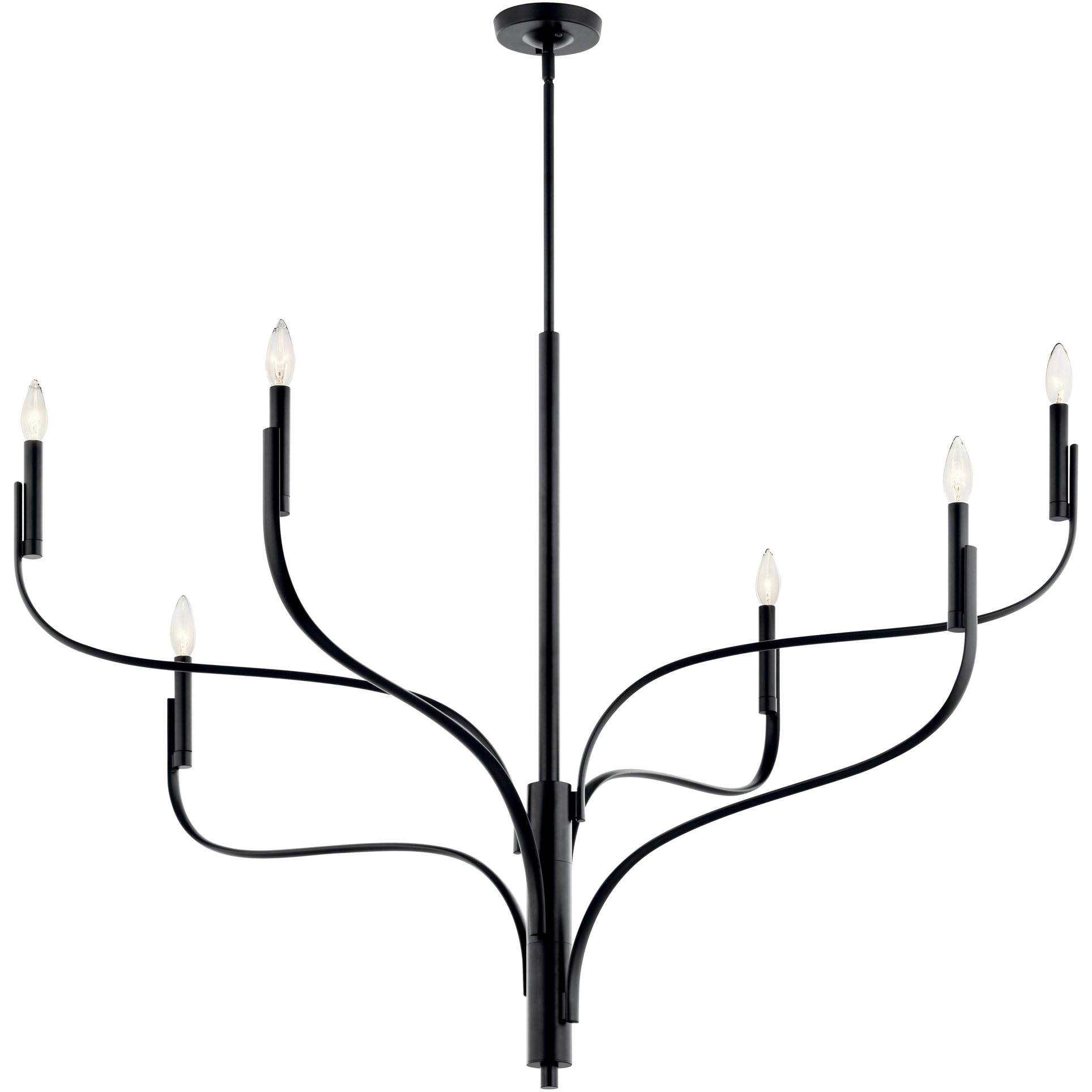 Kichler 52674BK Livadia 6 Light Black Chandelier Ceiling Light, 1 Tier ...