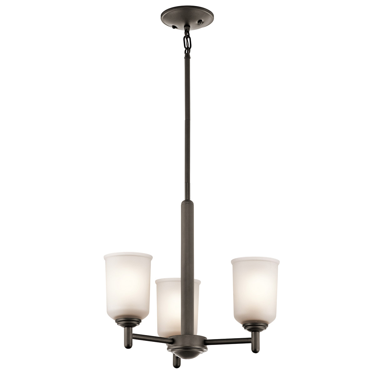 Shailene 3 Light 17.5 inch Olde Bronze Mini Chandelier Ceiling Light in Satin Etched Glass