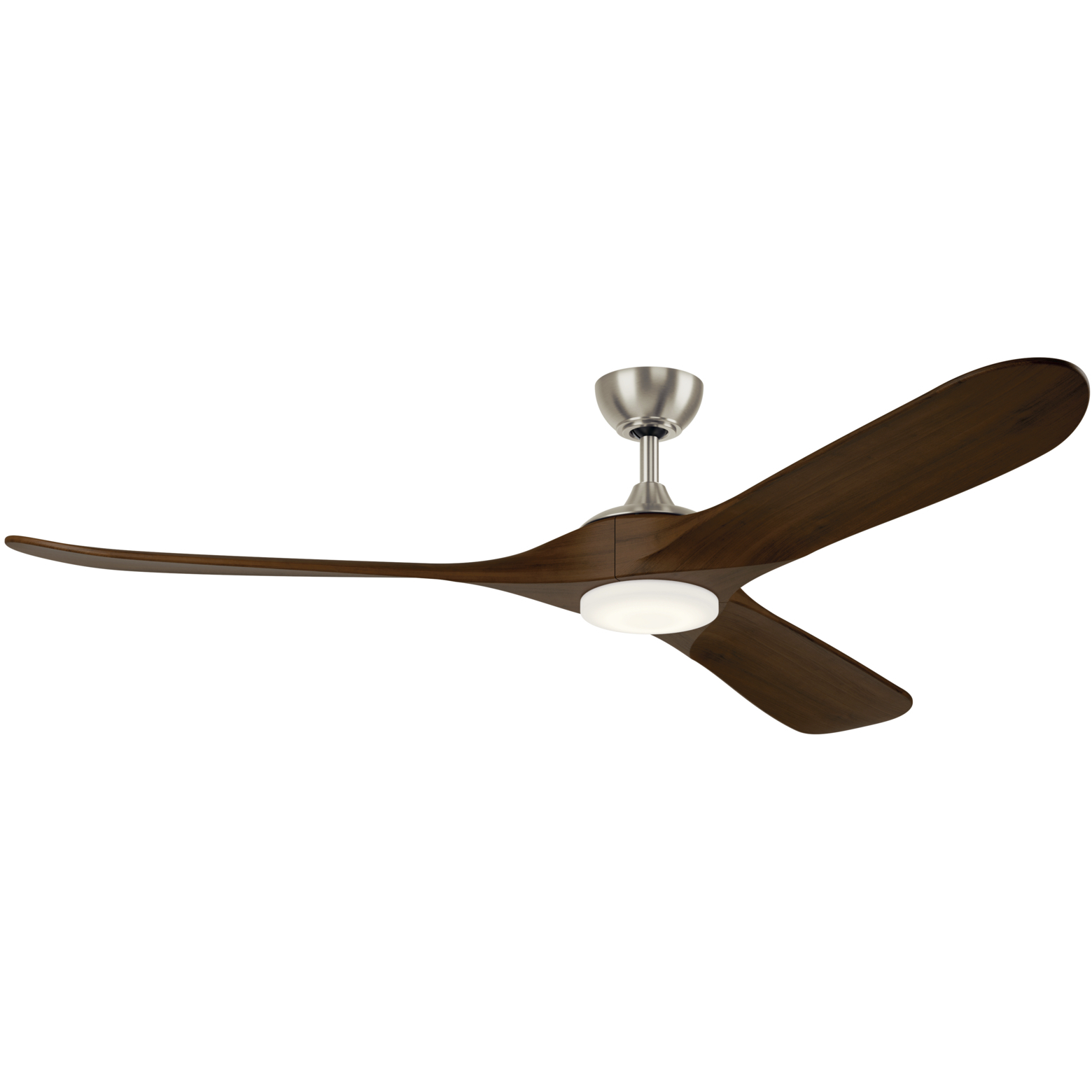 Mylo 70 inch Painted Brushed Nickel with Natural Walnut Blades Ceiling Fan