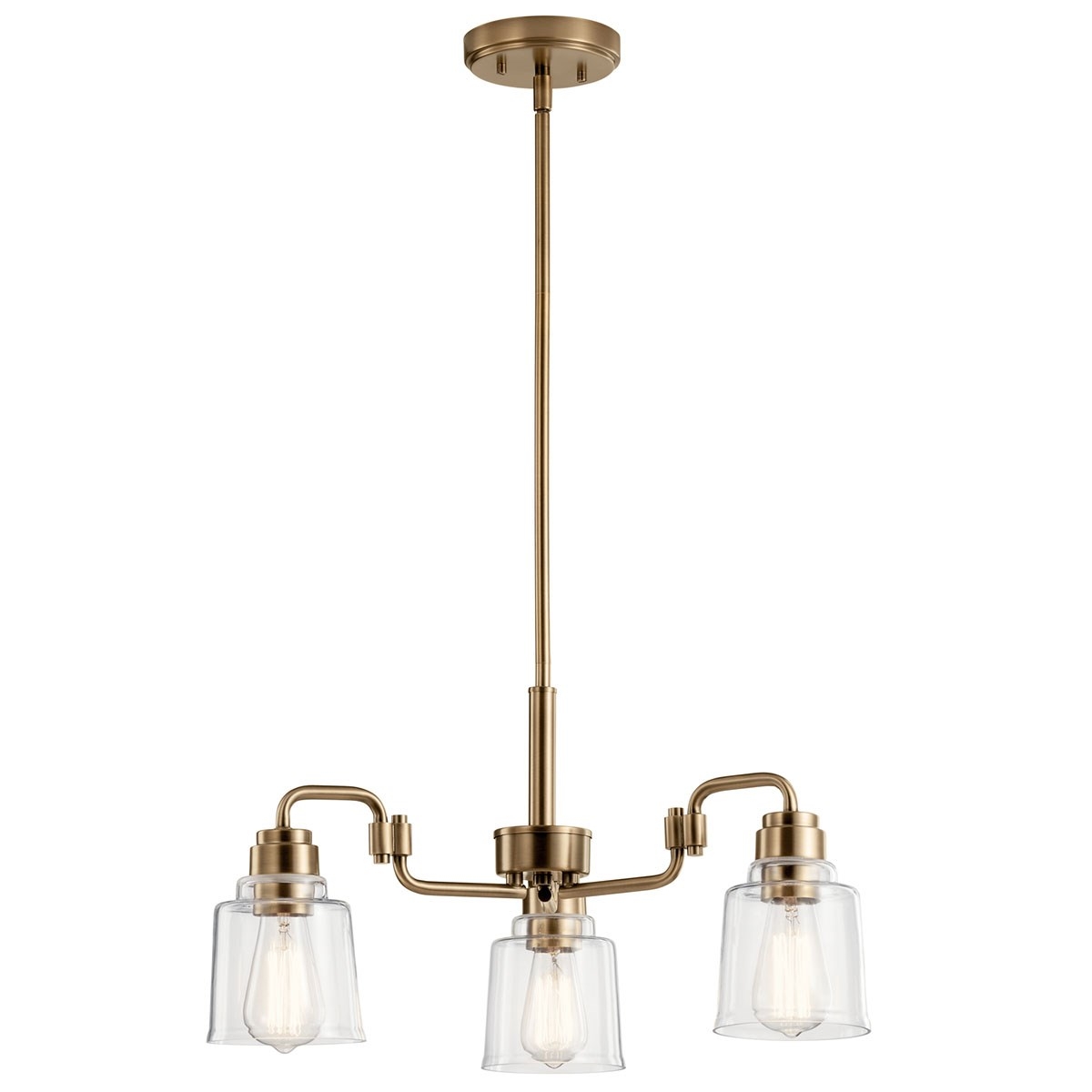 Aivian 3 Light 22.75 inch Weathered Brass Chandelier Ceiling Light, 1 Tier Small