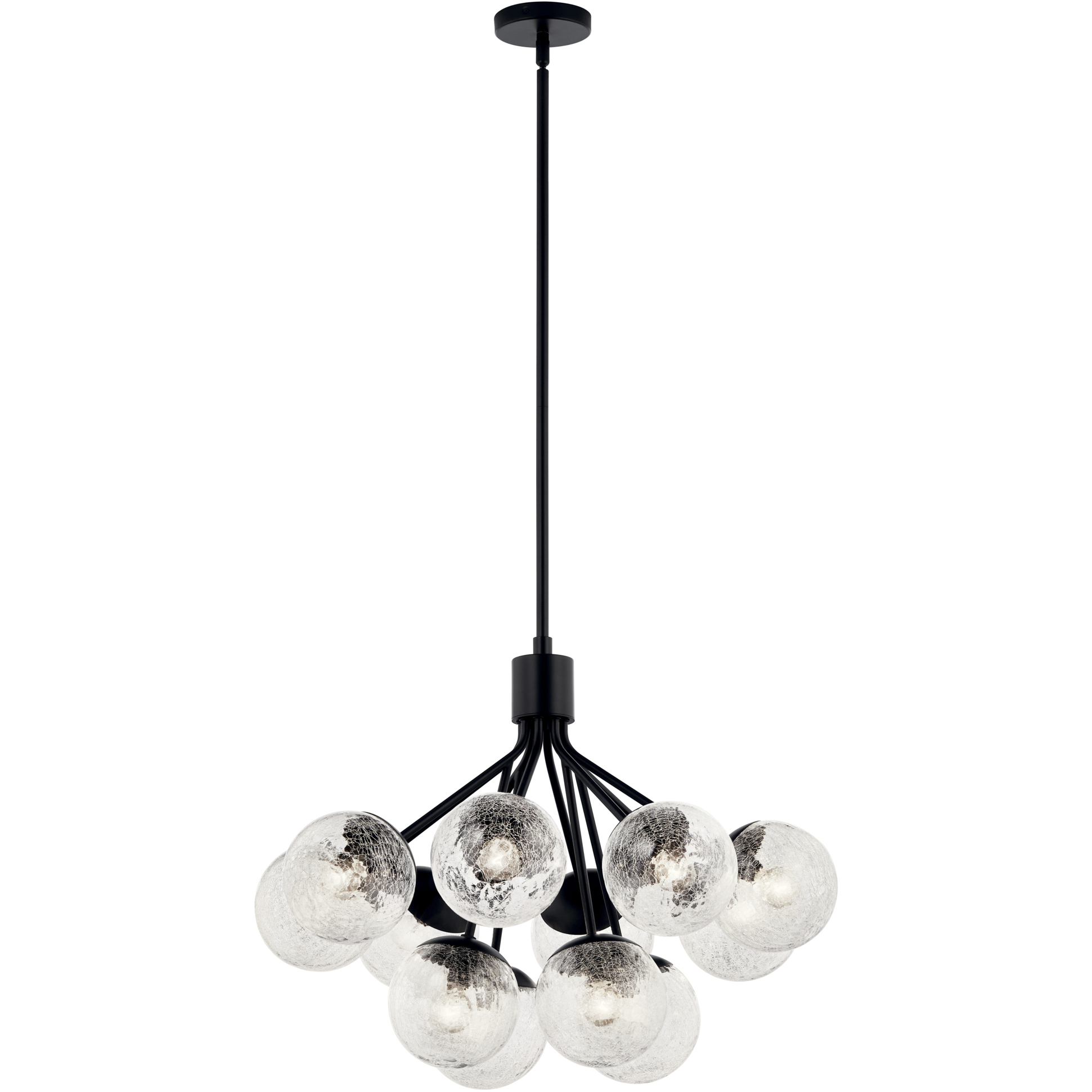 Silvarious 12 Light Black Chandelier/Semi Flush Ceiling Light in Clear Crackle