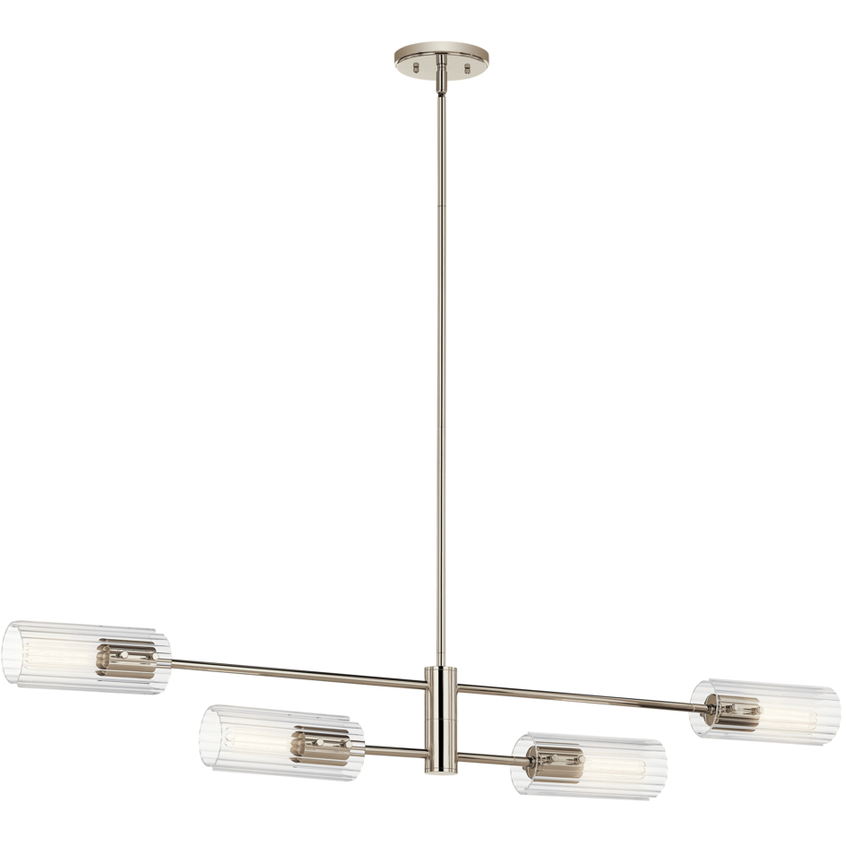Kichler 52681PN Velestino 4 Light 47.5 inch Polished Nickel Linear Chandelier Ceiling Light