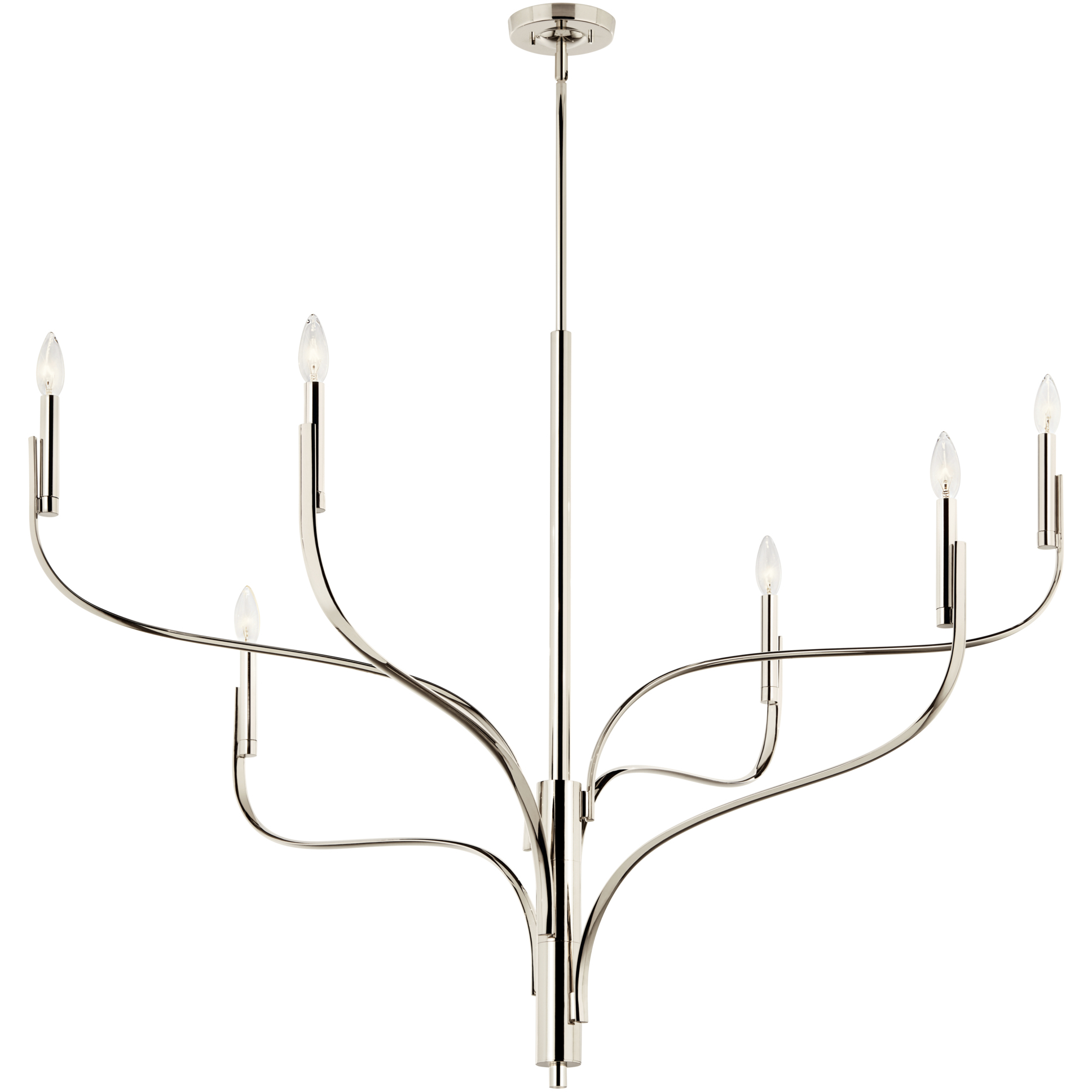 Livadia 6 Light Polished Nickel Chandelier Ceiling Light, 1 Tier Large
