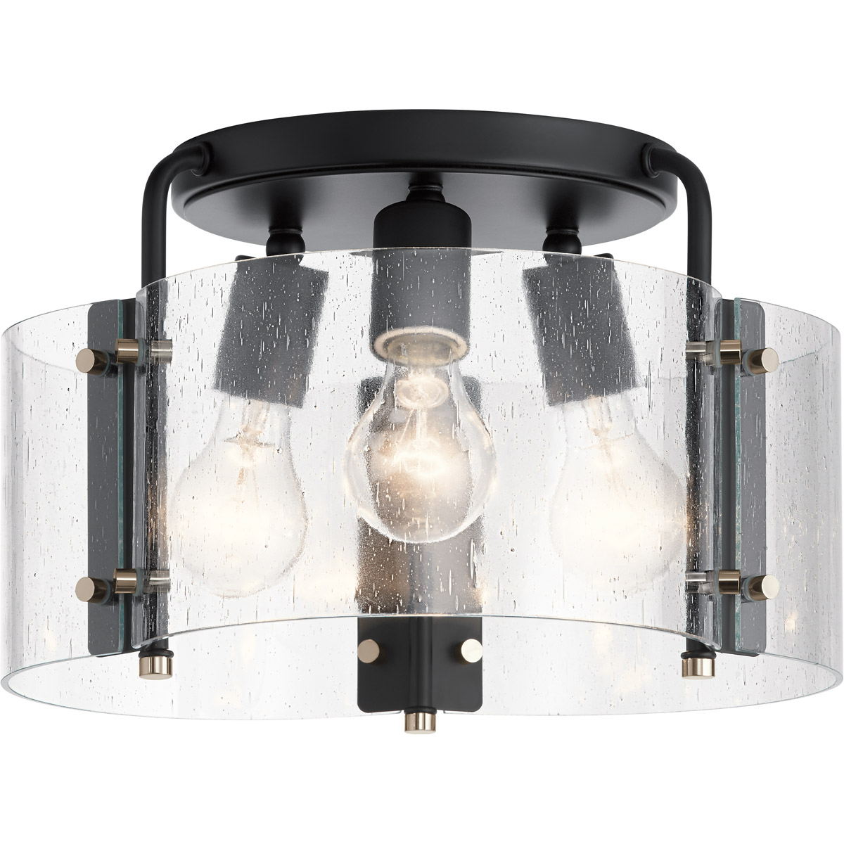 Thoreau 3 Light 14 inch Black Semi Flush Light Ceiling Light