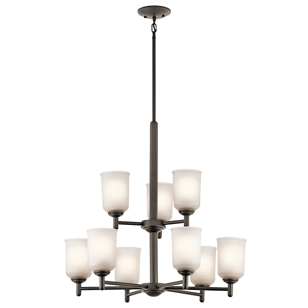 Shailene 9 Light 26.25 inch Olde Bronze Chandelier 2 Tier Ceiling Light in Satin Etched Glass, 2 Tier