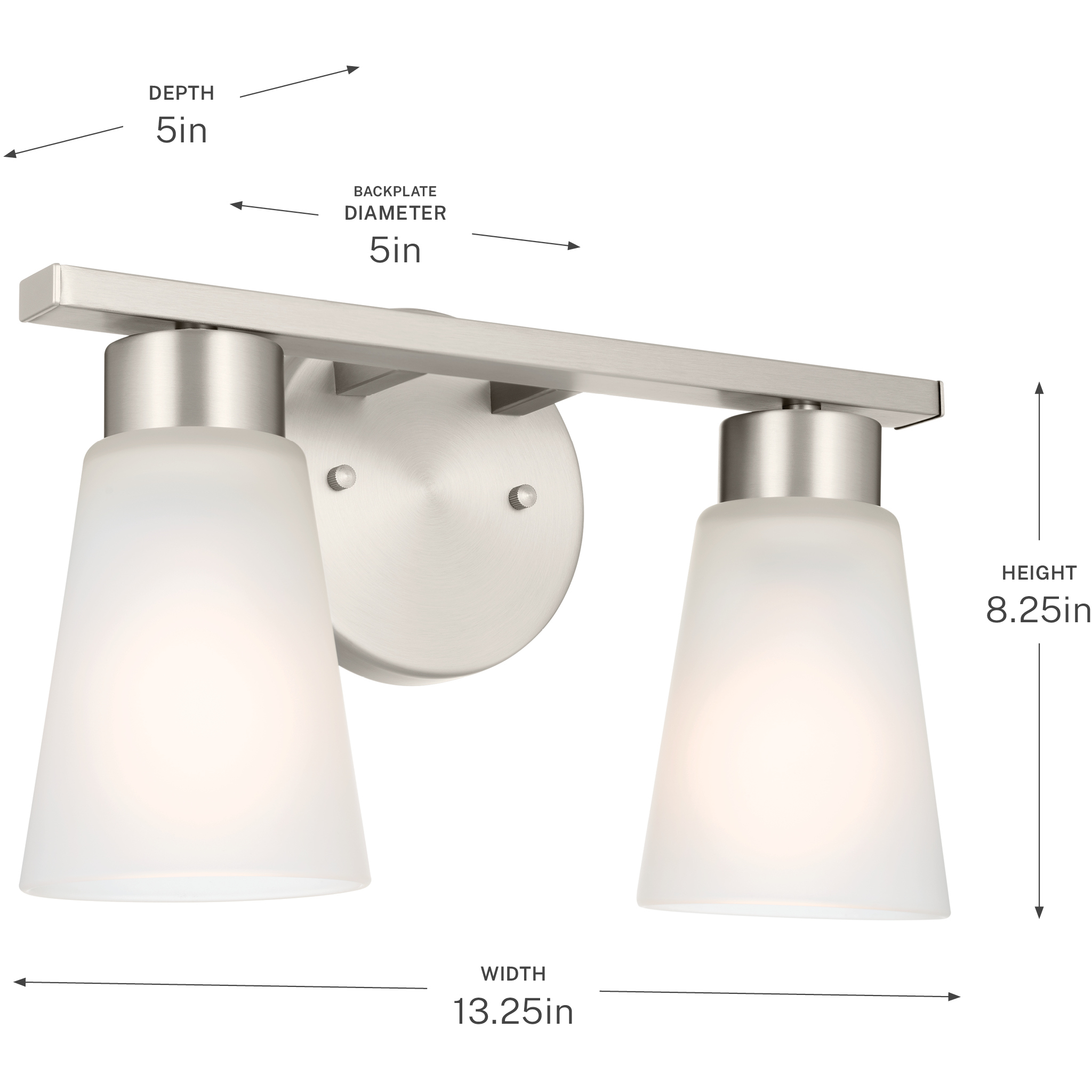 Stamos 2 Light 13 inch Brushed Nickel Bath Vanity Light Wall Light, 2 Arm