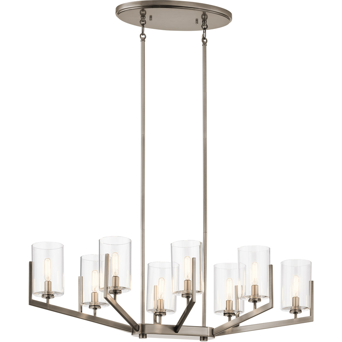 Nye 8 Light 16.75 inch Classic Pewter Chandelier Oval Pendant Ceiling Light, Oval