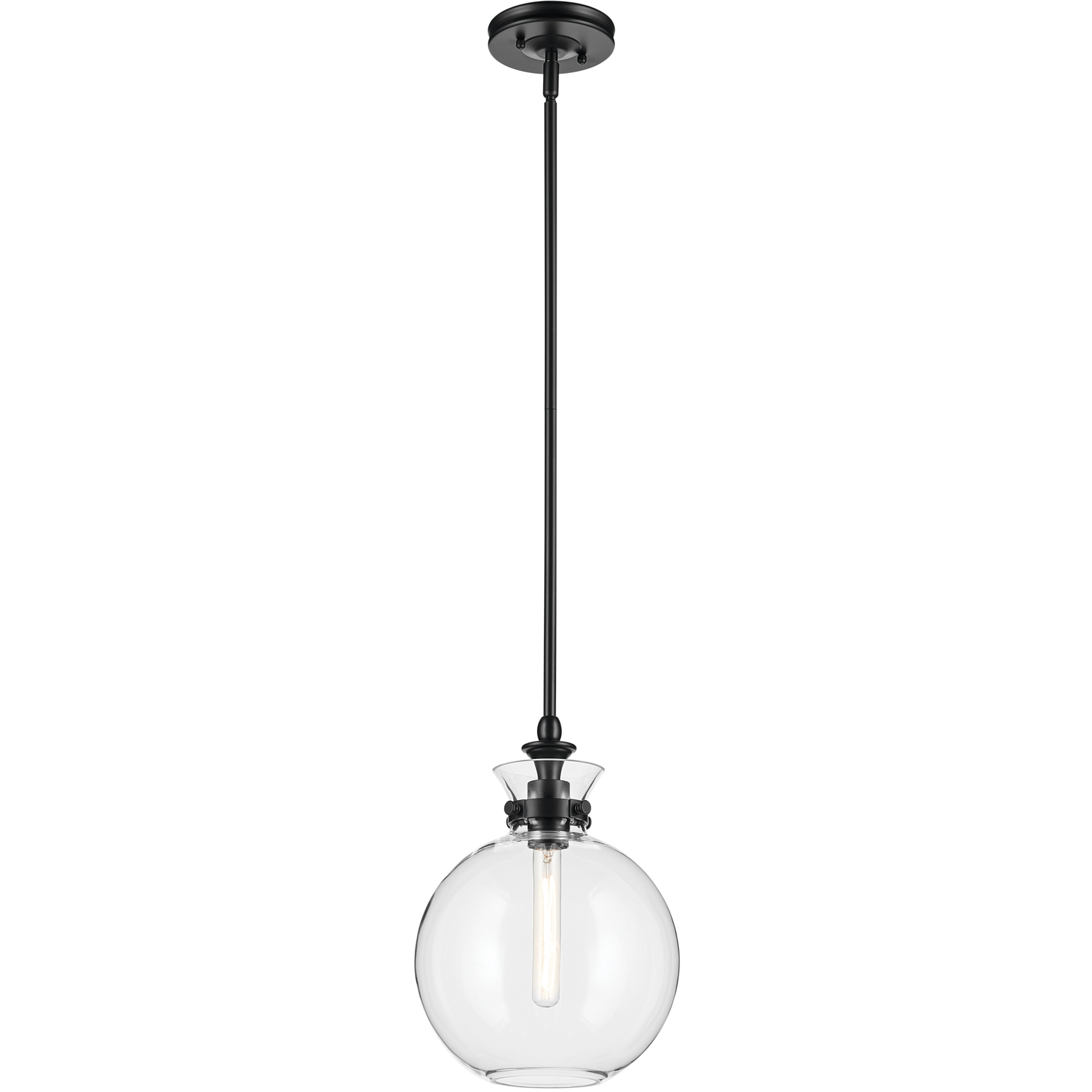 Laria 1 Light Black Pendant Ceiling Light in Clear