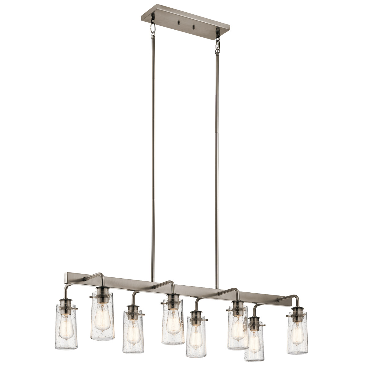 Braelyn 8 Light 15 inch Classic Pewter Chandelier Linear Ceiling Light, Double