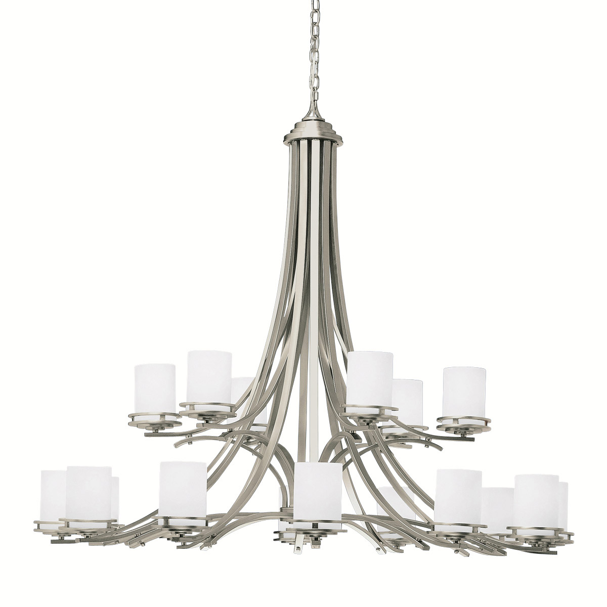 Hendrik 18 Light 50.25 inch Brushed Nickel Chandelier 2 Tier Large Ceiling Light, 2 Tier