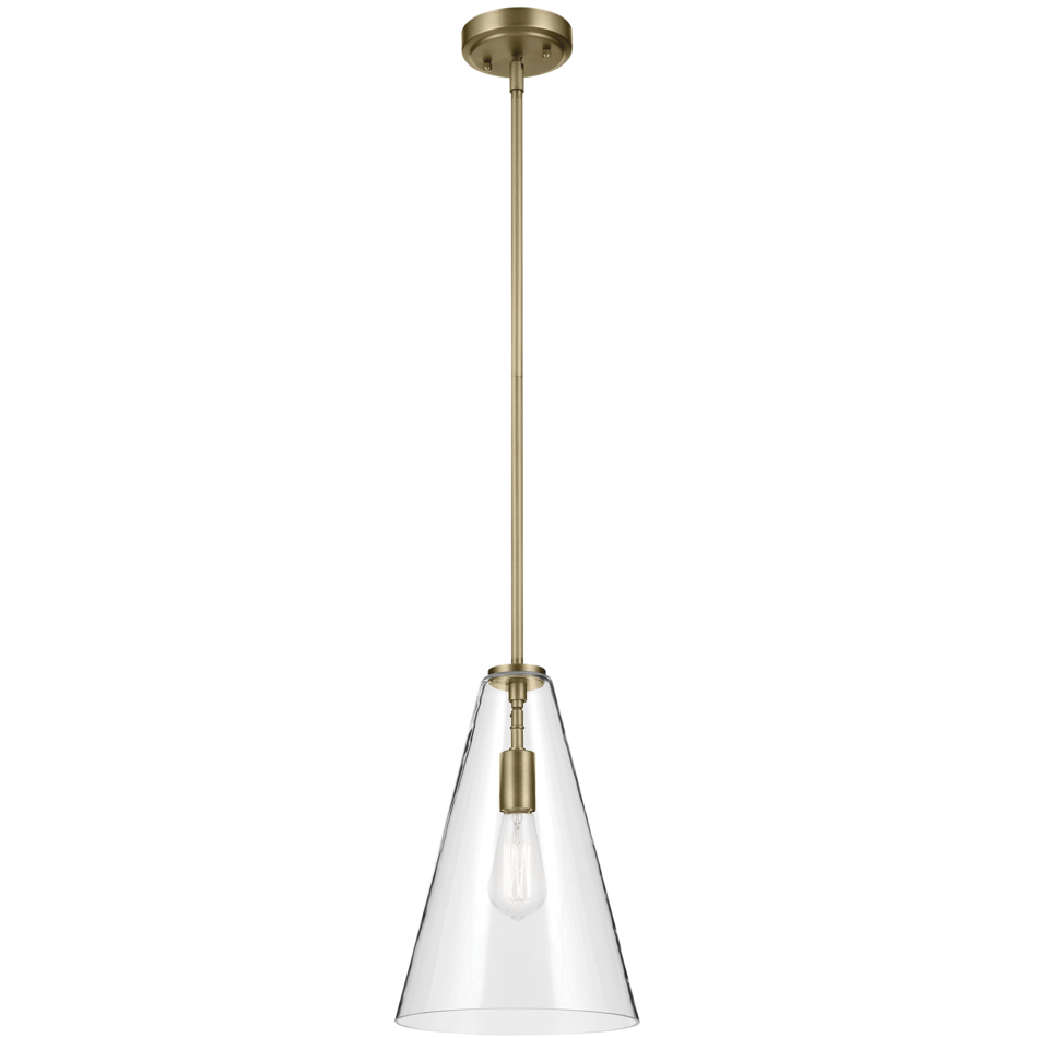 Everly 1 Light Natural Brass Pendant Ceiling Light in Clear