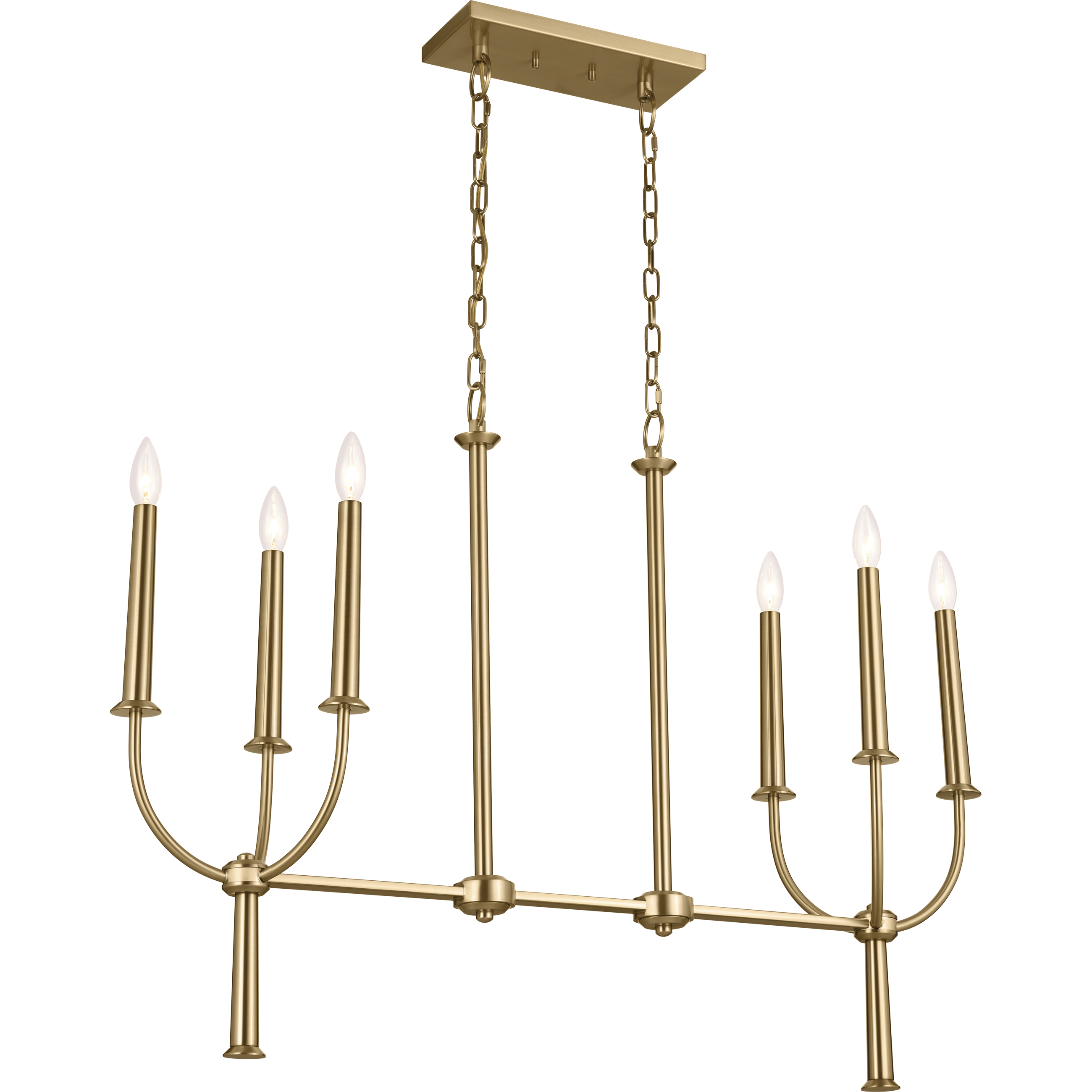 Florence 6 Light 10 inch Brushed Natural Brass Chandelier Linear Ceiling Light
