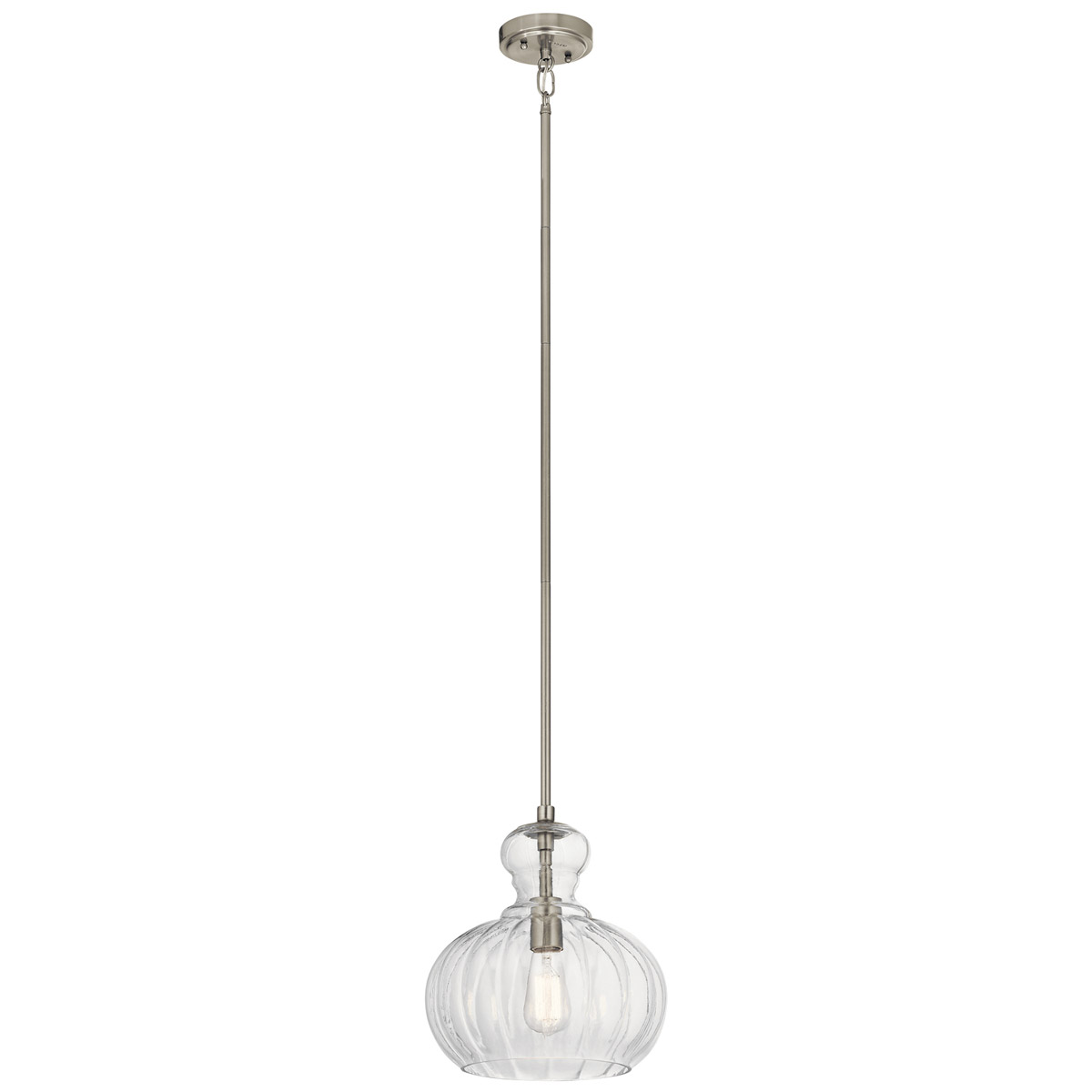 Riviera 1 Light 11.5 inch Brushed Nickel Pendant Ceiling Light