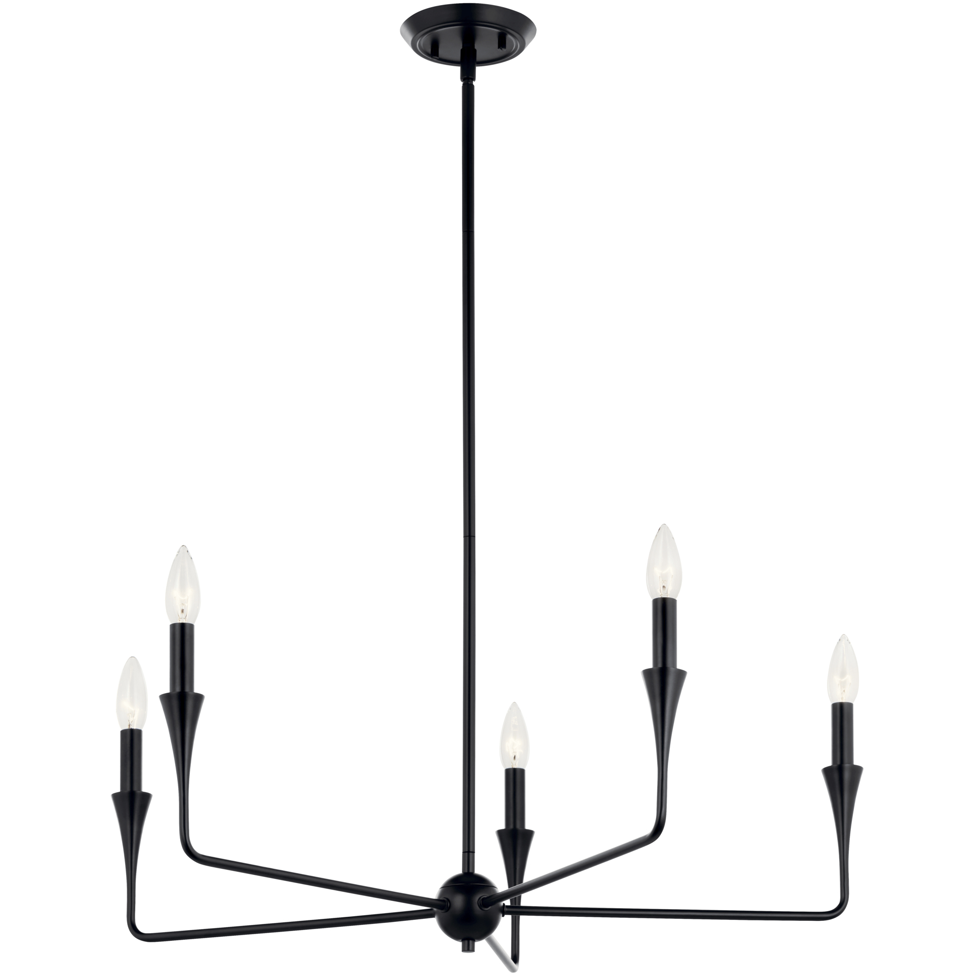 Alvaro 5 Light Black Chandelier Ceiling Light, 1 Tier Small