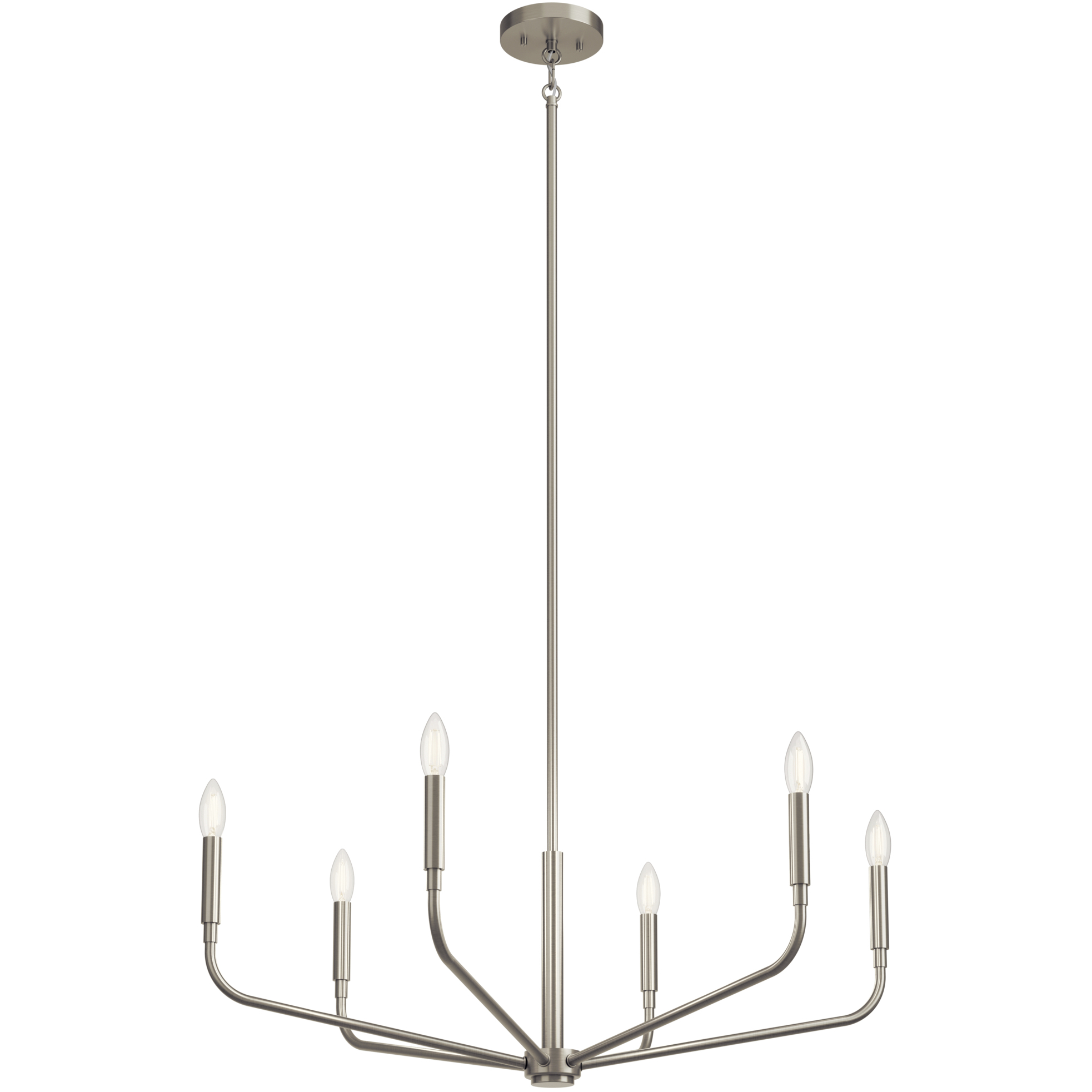 Madden 6 Light Brushed Nickel Chandelier Ceiling Light, 1 Tier Medium