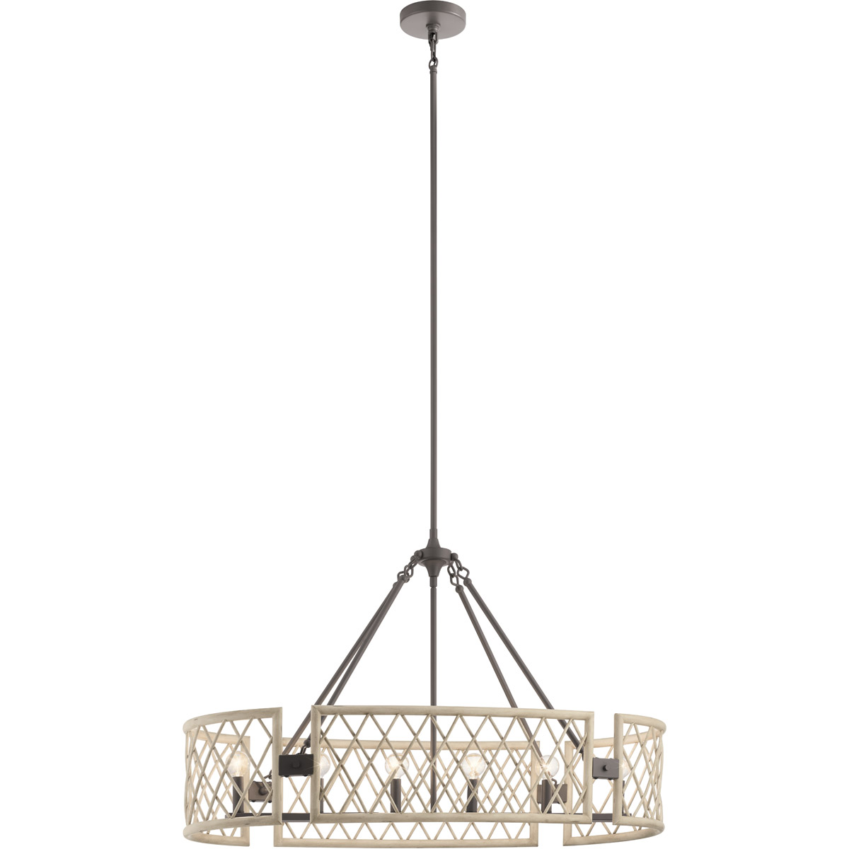 Oana 6 Light 14.75 inch White Washed Wood Chandelier Oval Pendant Ceiling Light