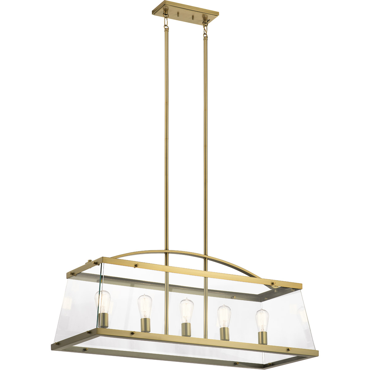 Darton 5 Light 16 inch Brushed Natural Brass Chandelier Linear Ceiling Light, Single