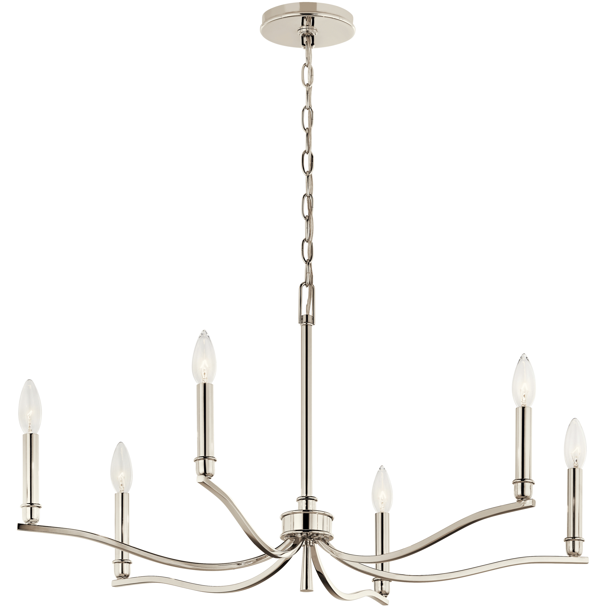 Malene 6 Light Polished Nickel Chandelier Ceiling Light, 1 Tier Small
