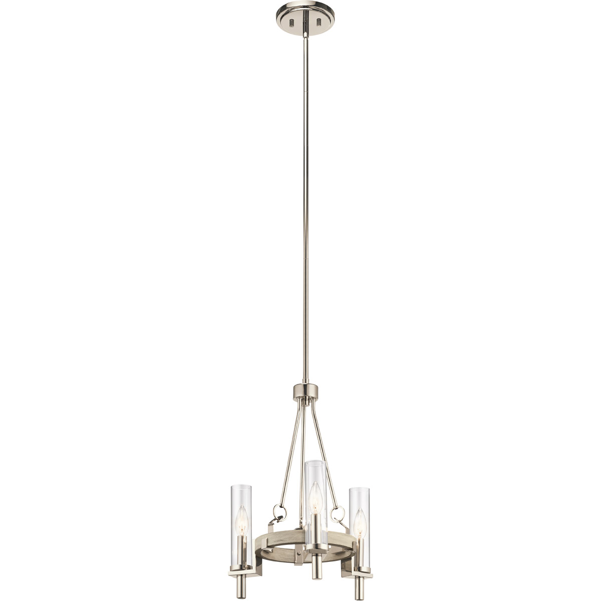 Telan 3 Light 14.75 inch White Washed Wood Mini Chandelier Ceiling Light