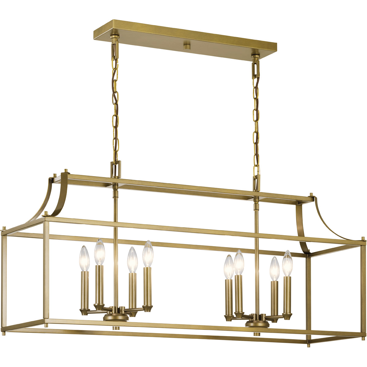 Morrigan 8 Light 12.5 inch Natural Brass Chandelier Linear Ceiling Light, Single