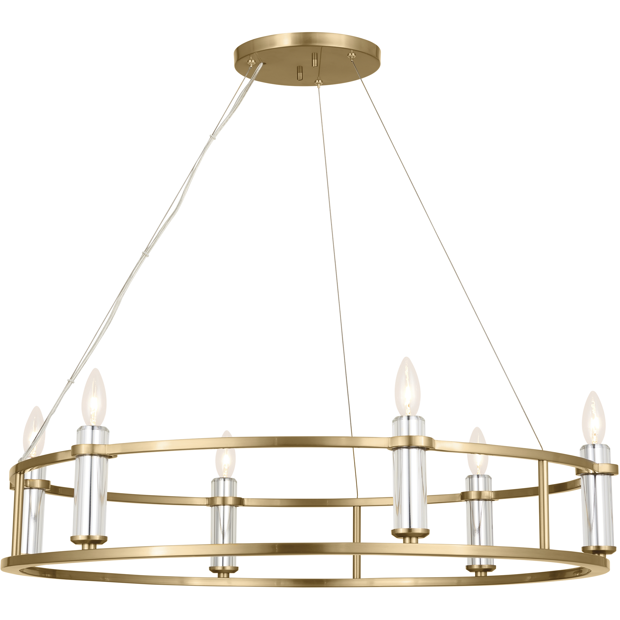 Rosalind 6 Light 33.25 inch Brushed Natural Brass Chandelier Ceiling Light