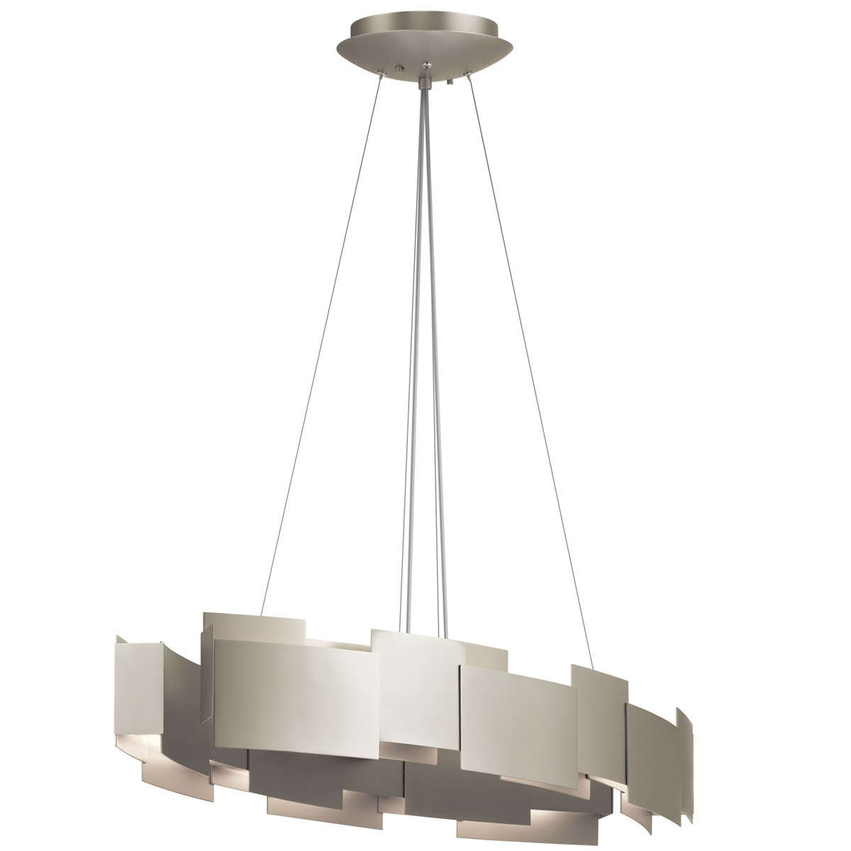 Moderne LED 16.25 inch Satin Nickel Chandelier Oval Pendant Ceiling Light in 2900K, Oval
