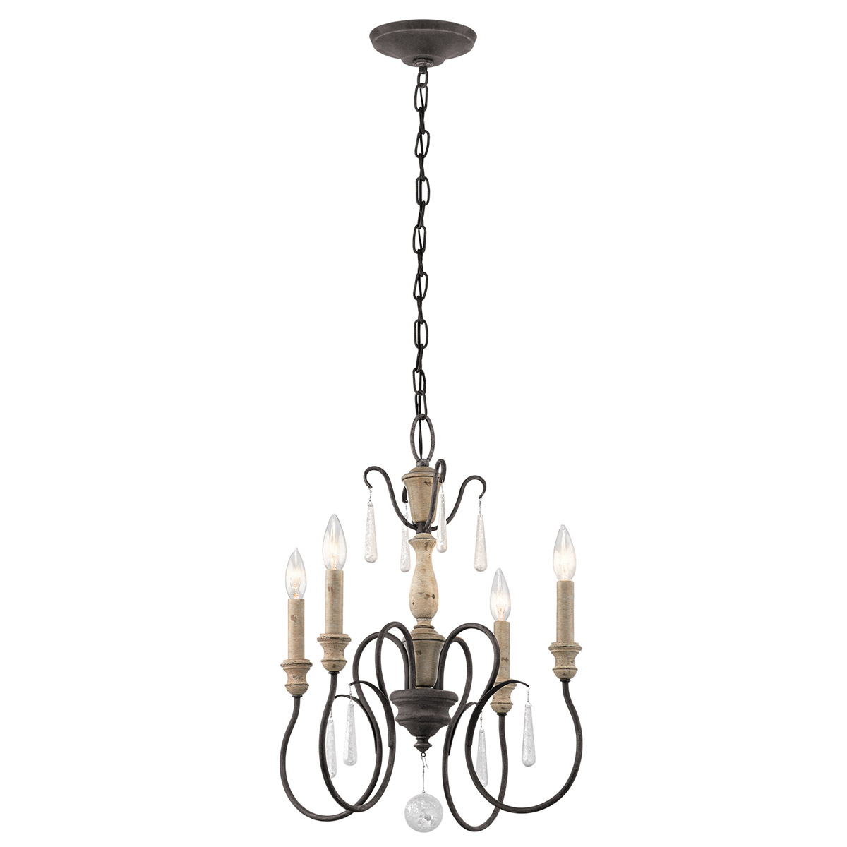 Kichler 43615WZC Kimblewick 4 Light 18 inch Weathered Zinc Mini Chandelier Ceiling Light