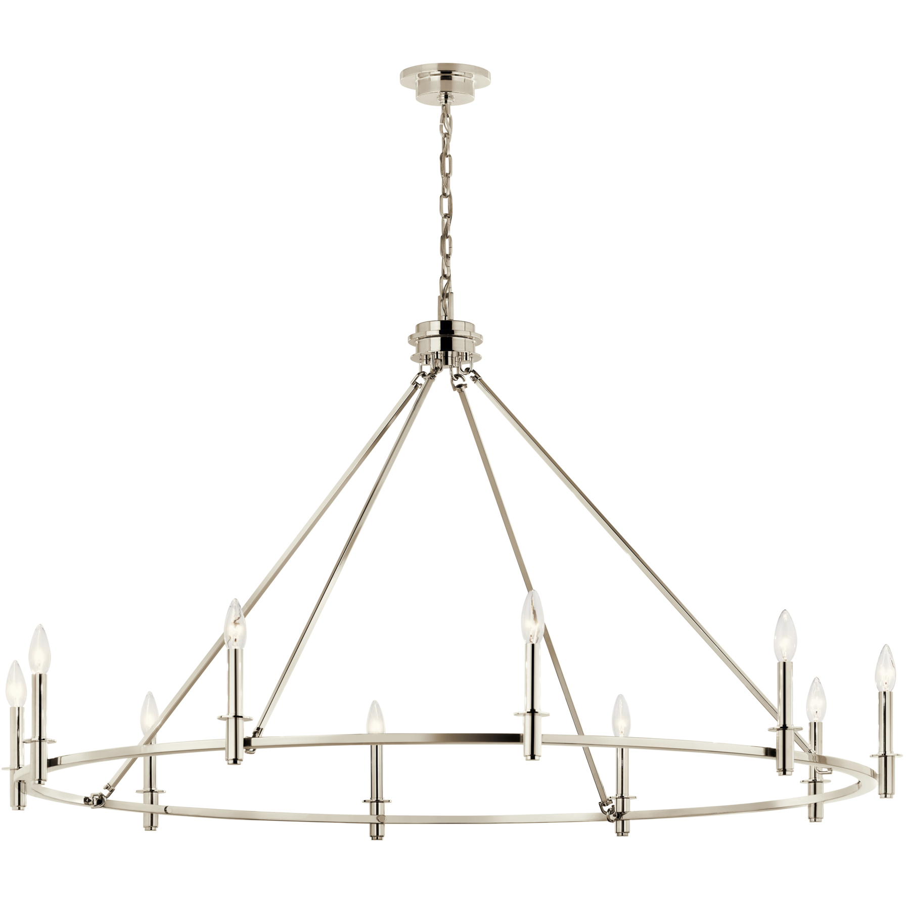 Carrick 10 Light Polished Nickel Chandelier Ceiling Light, 1 Tier Large
