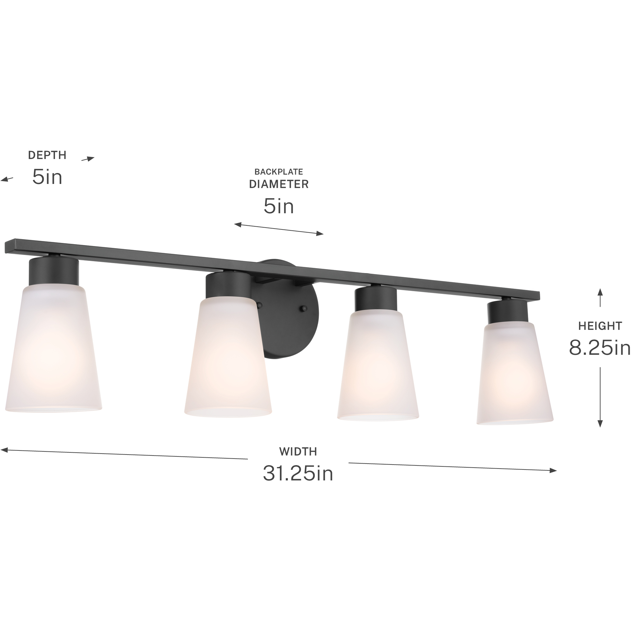 Stamos 4 Light 31 inch Black Bath Vanity Light Wall Light, 4 Arm