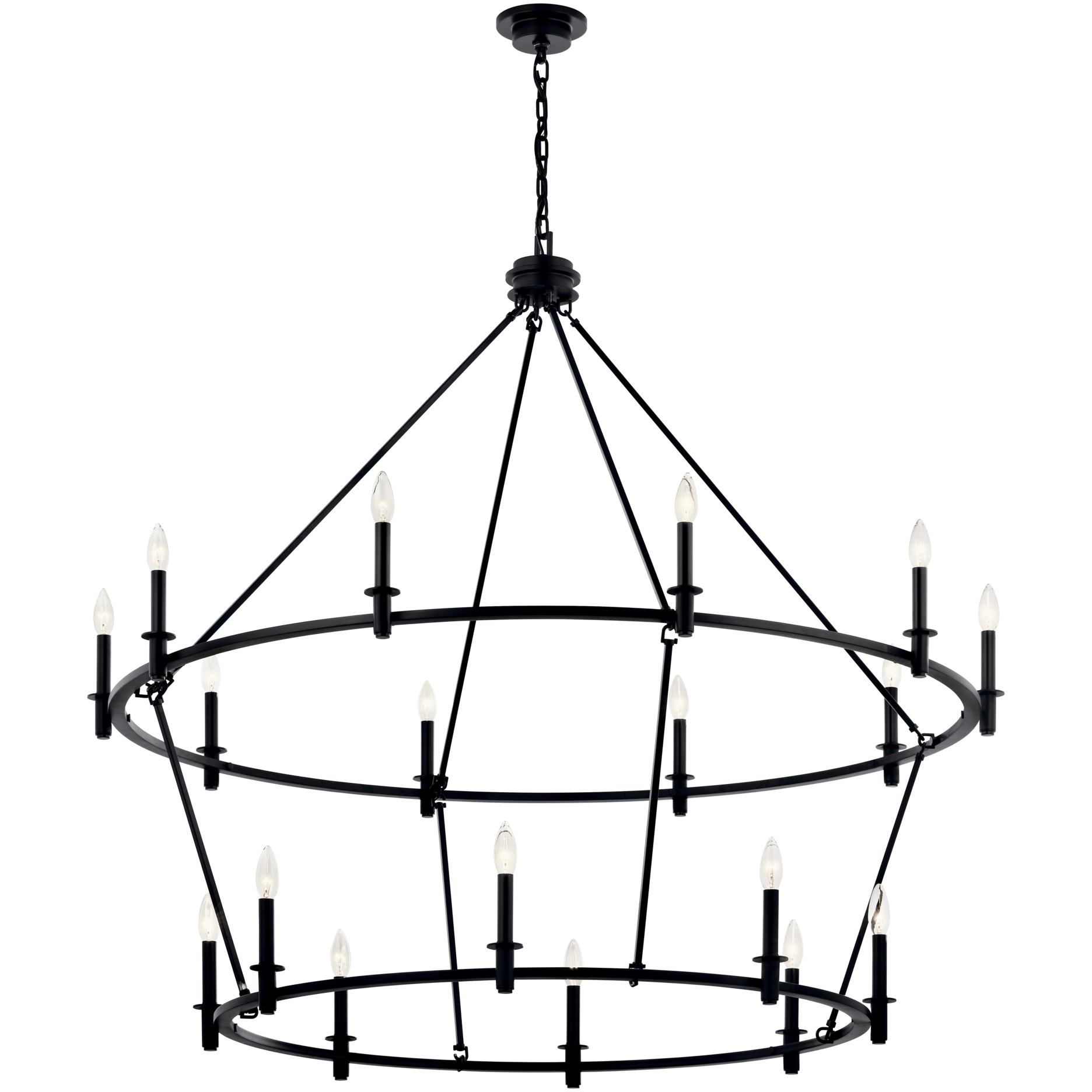 Carrick 18 Light Black Chandelier Ceiling Light, 2 Tier Large