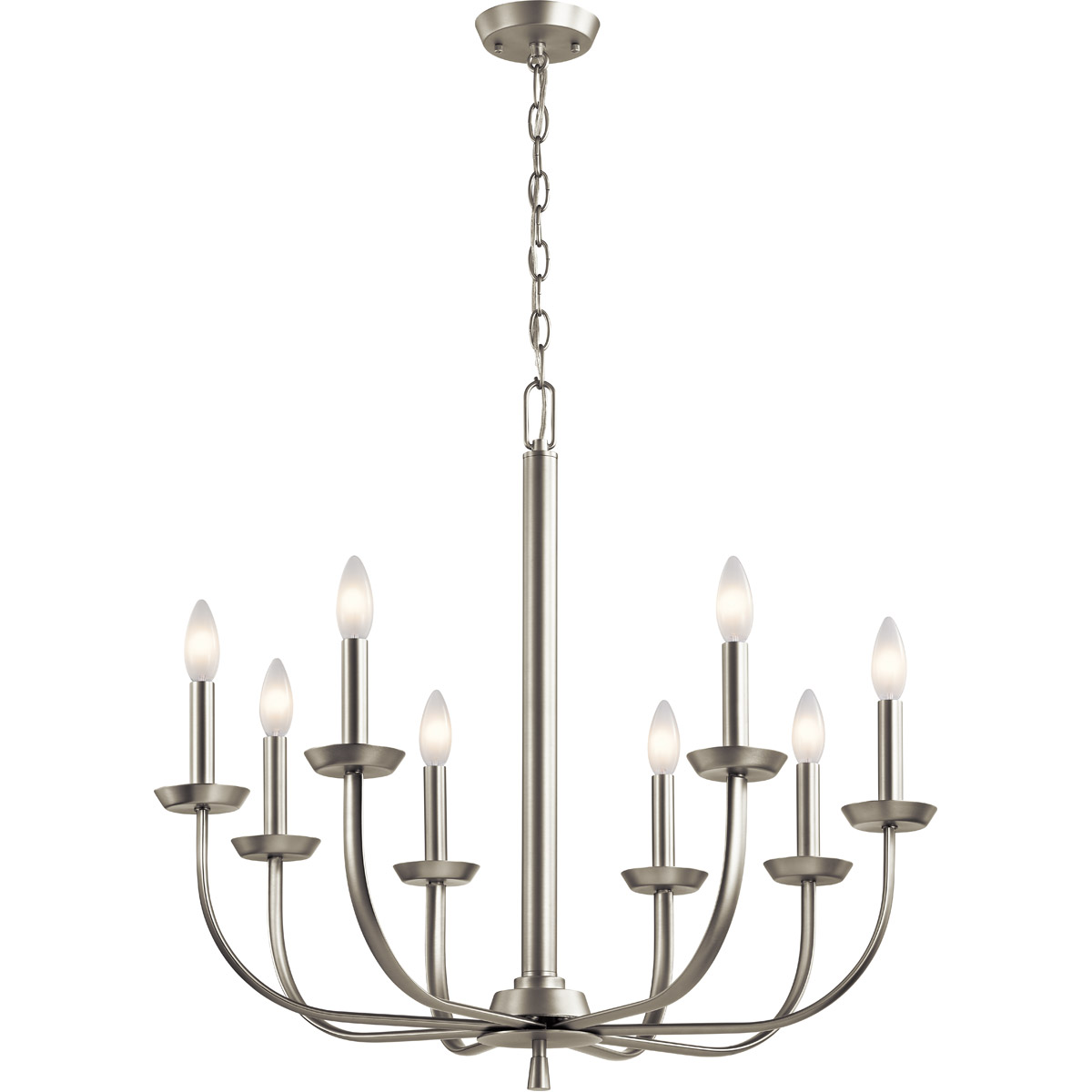 Kennewick 8 Light 27.25 inch Brushed Nickel Chandelier 1 Tier Medium Ceiling Light