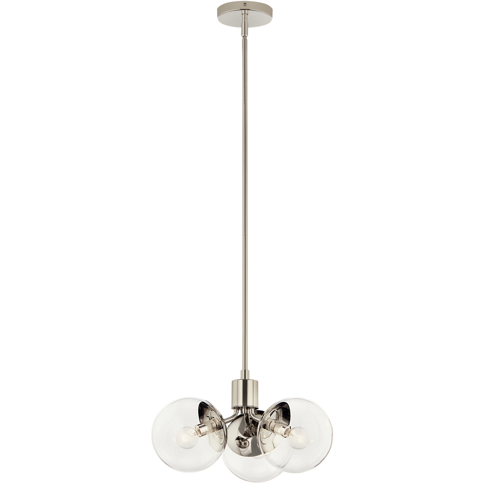 Silvarious 3 Light Polished Nickel Chandelier/Semi Flush Ceiling Light in Clear