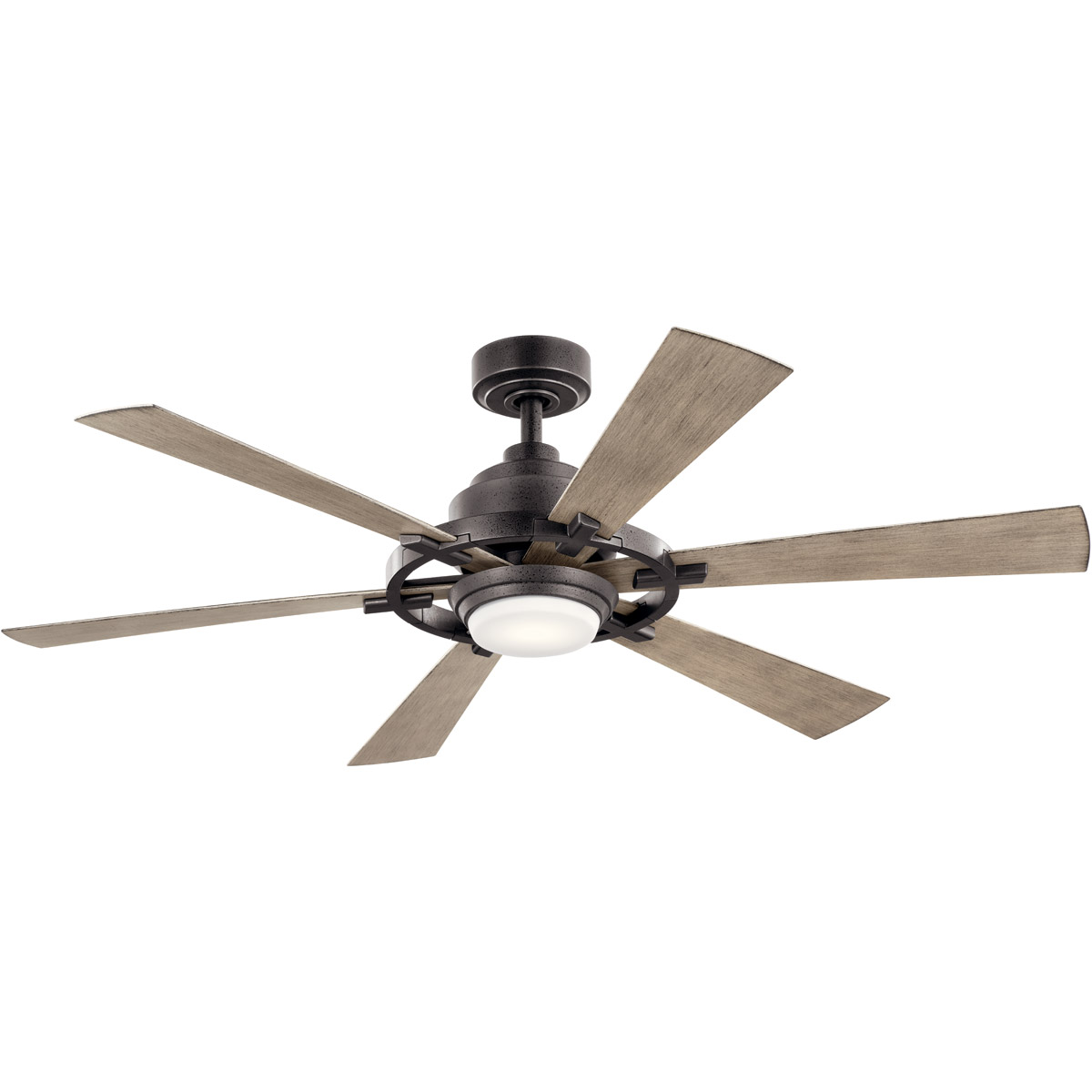Gentry Lite 52 inch Anvil Iron with Dist Antiq Gray Blades Ceiling Fan in Distressed Antique Gray/Walnut